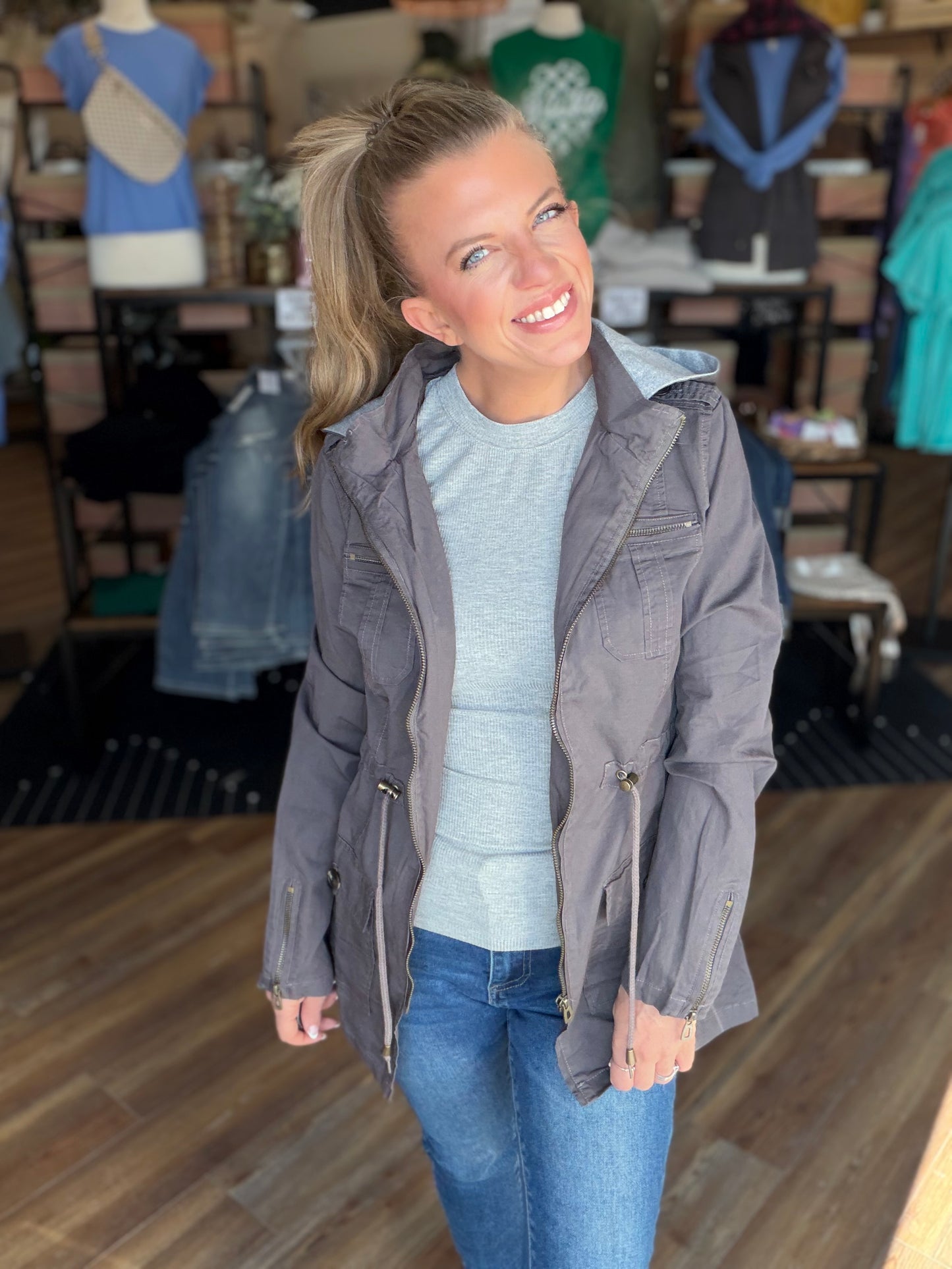 Sweet Stitches Cargo Jacket Sterling Gray