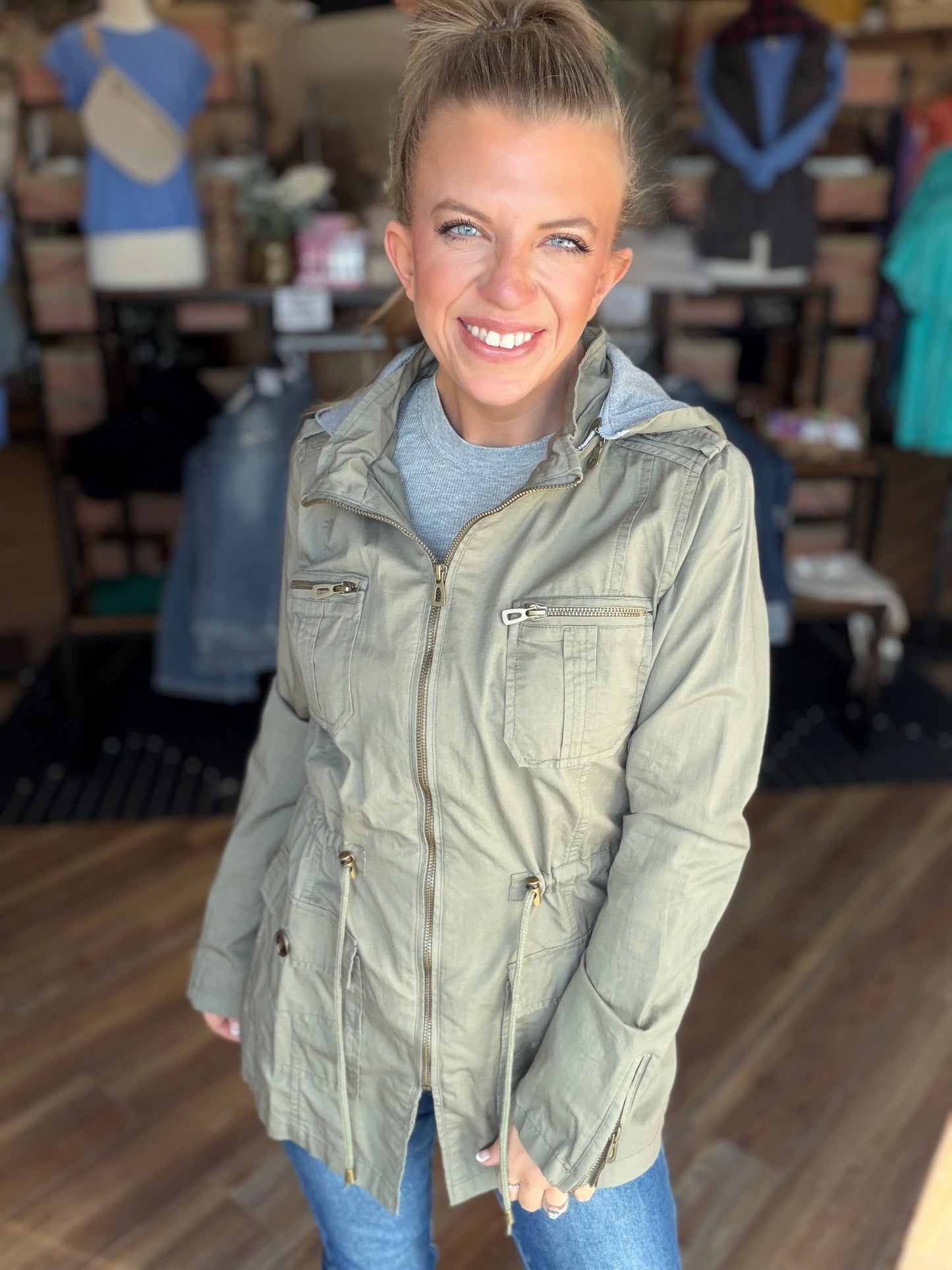 Sweet Stitches Cargo Jacket Olive