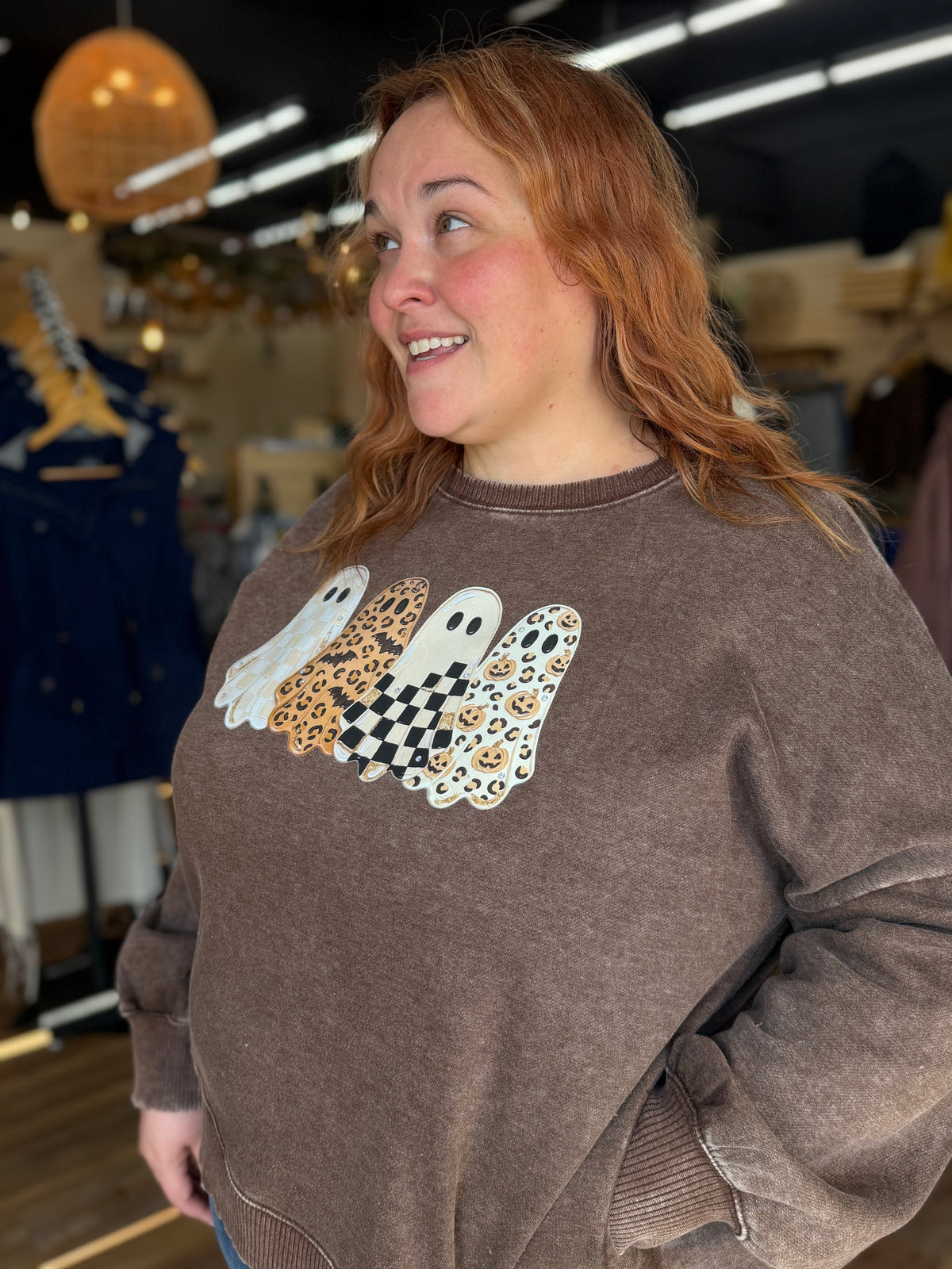 Leopard Ghost Crew Sweatshirt