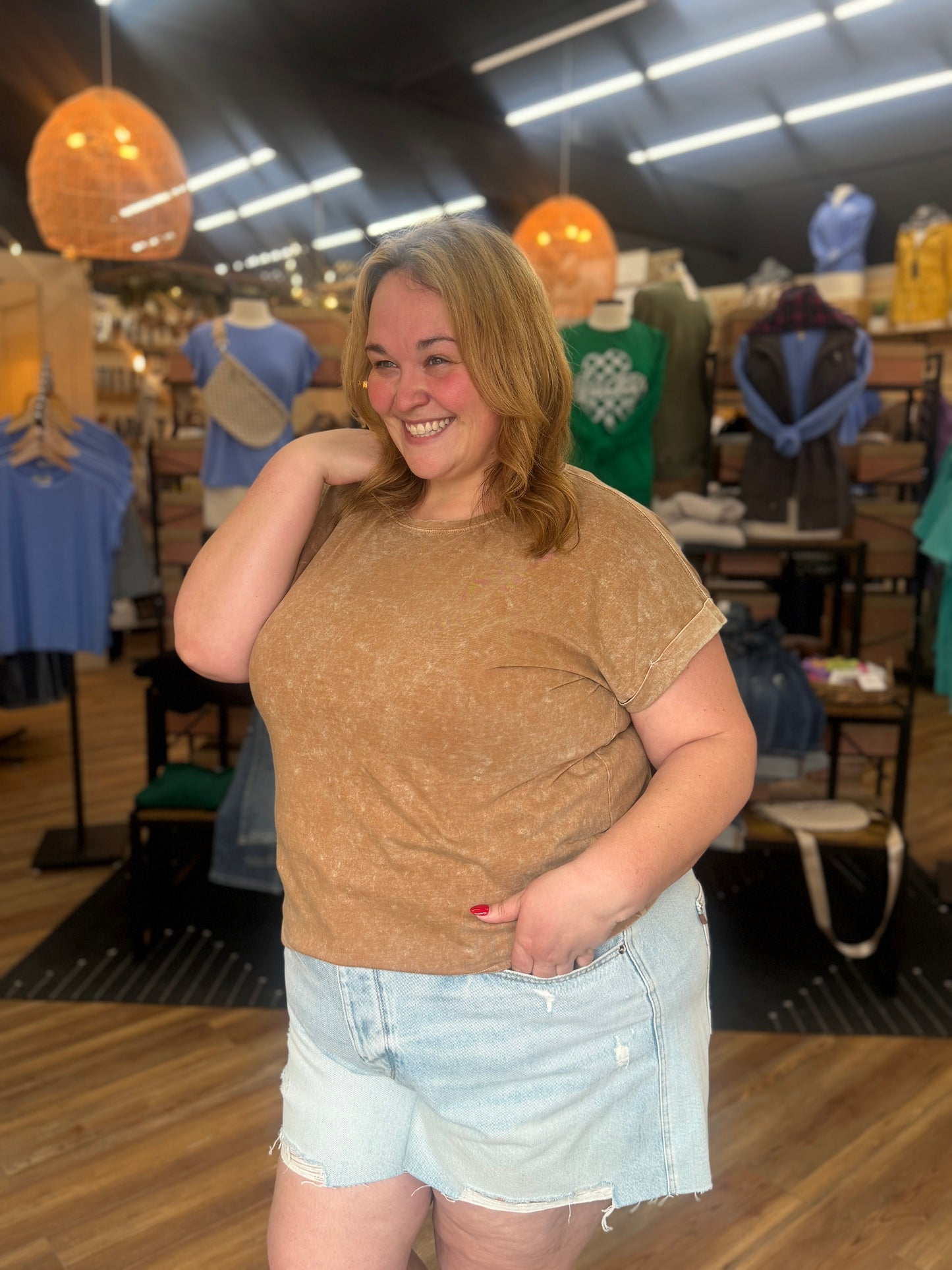 Exquisite Acid Wash Cuffed Tee