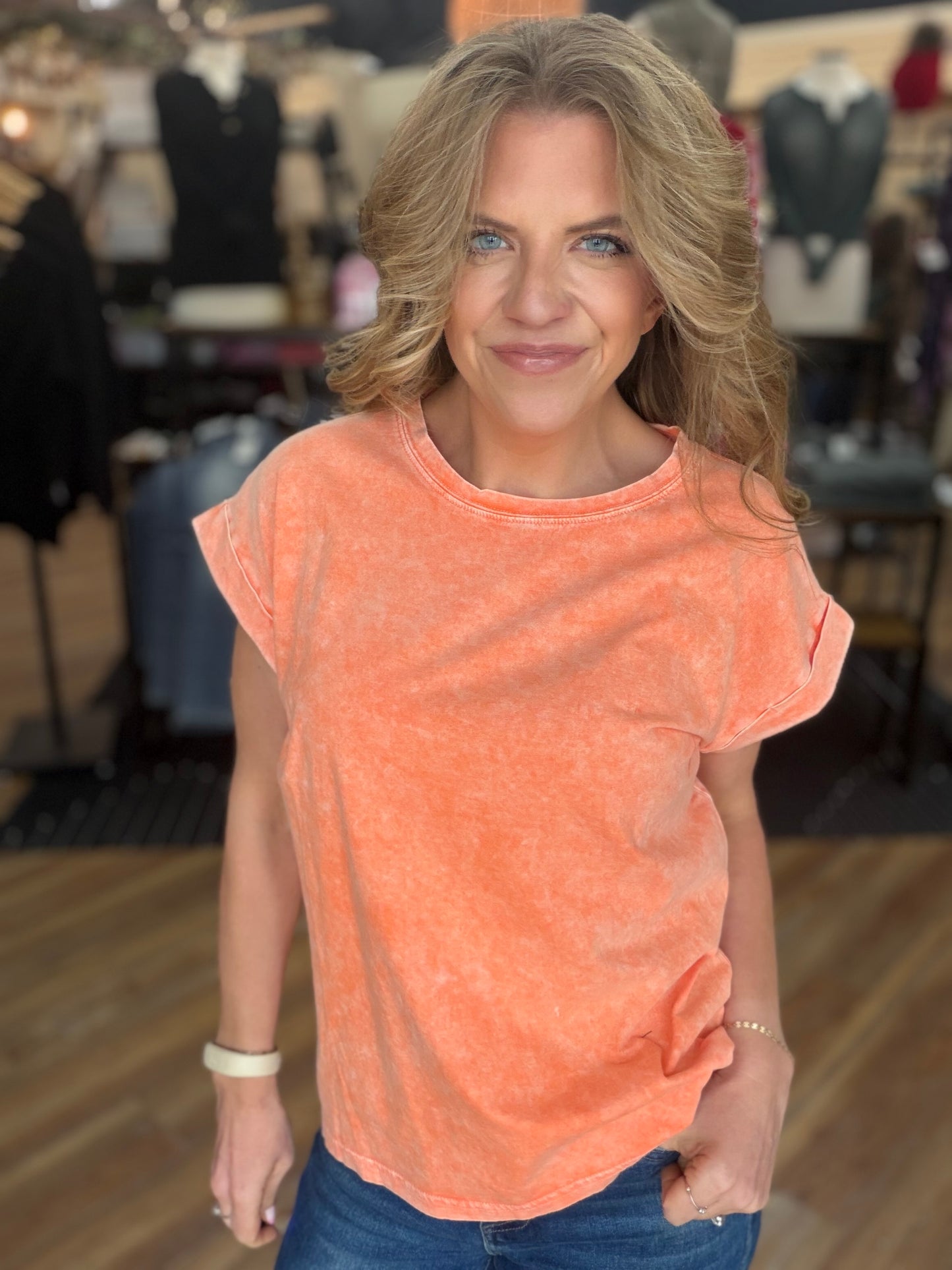 Exquisite Acid Wash Cuffed Tee