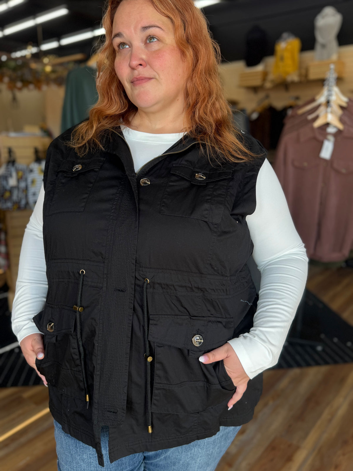Sweet Stitches Cargo Vest Black