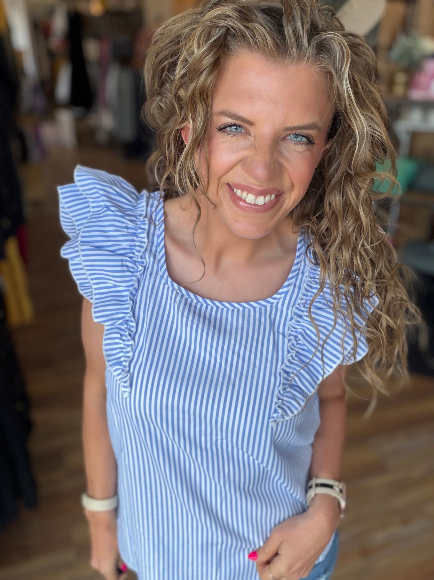 Frilly Bow Back Ruffled Blouse