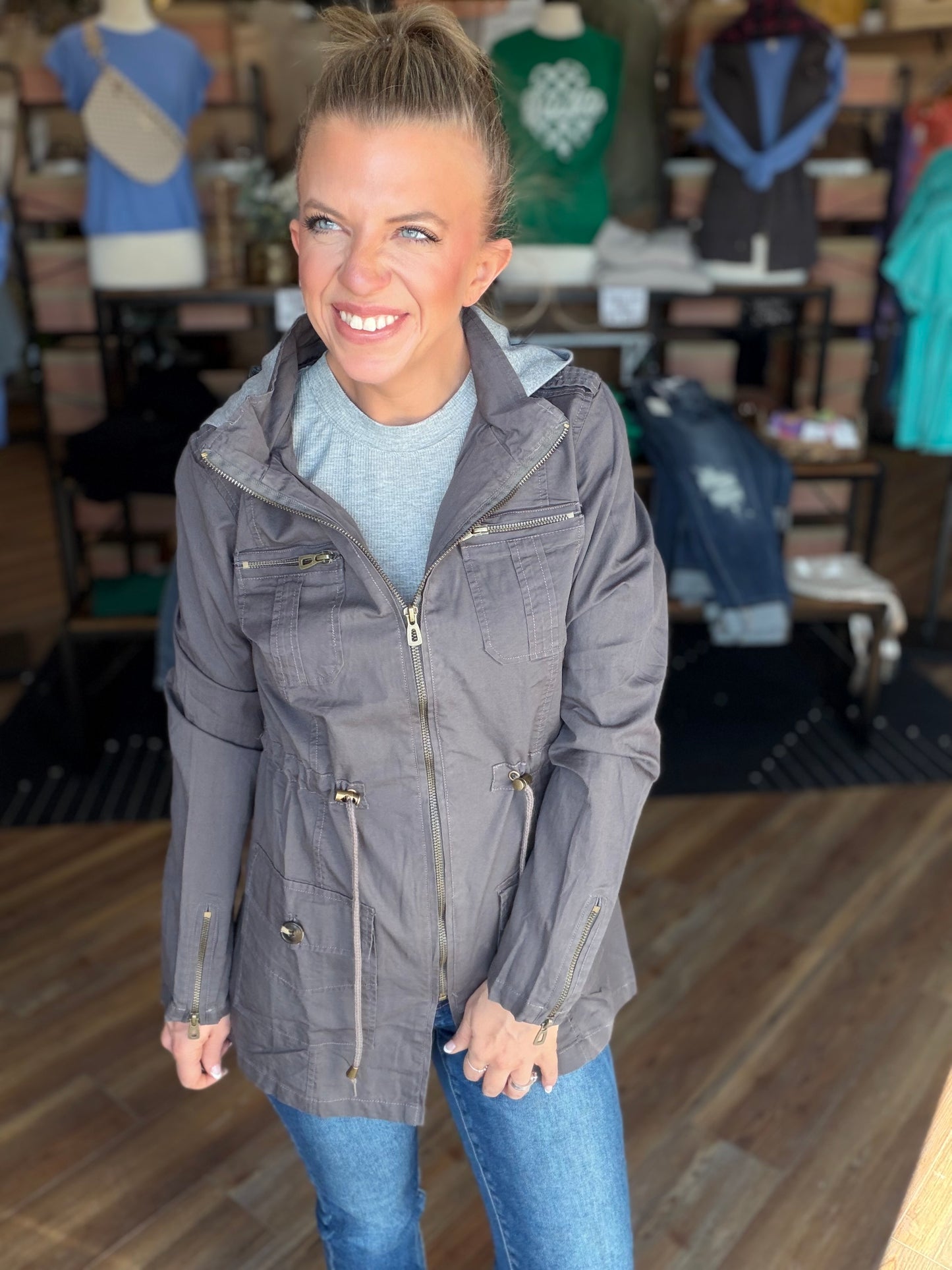 Sweet Stitches Cargo Jacket Sterling Gray