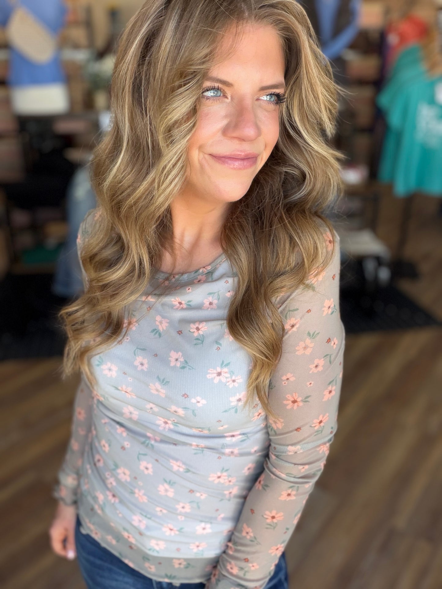 Honored Sheer Floral Long Sleeve
