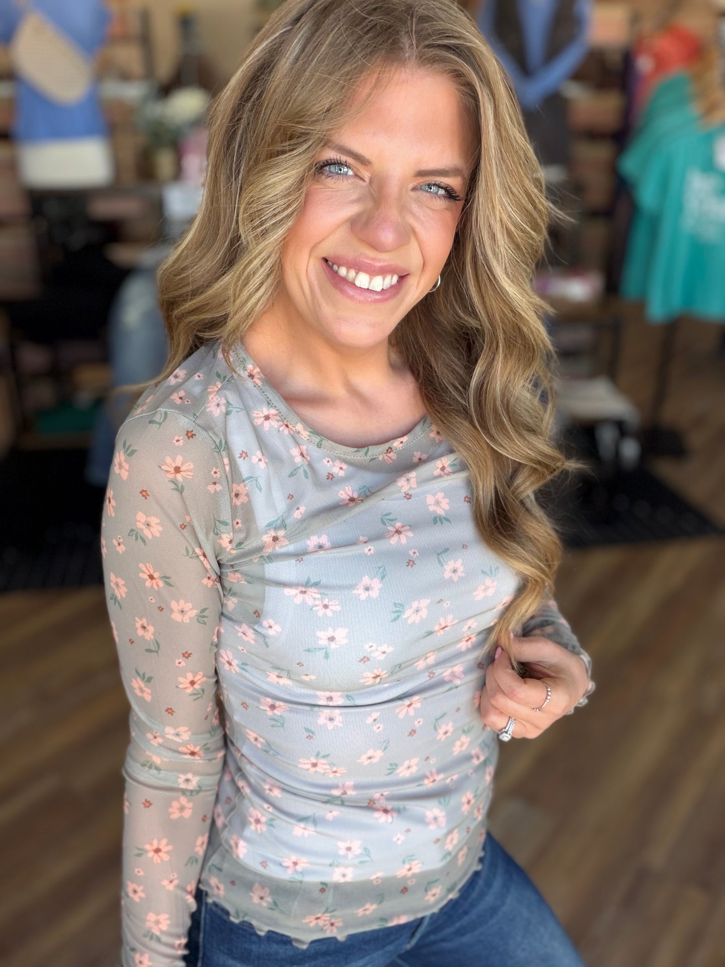 Honored Sheer Floral Long Sleeve