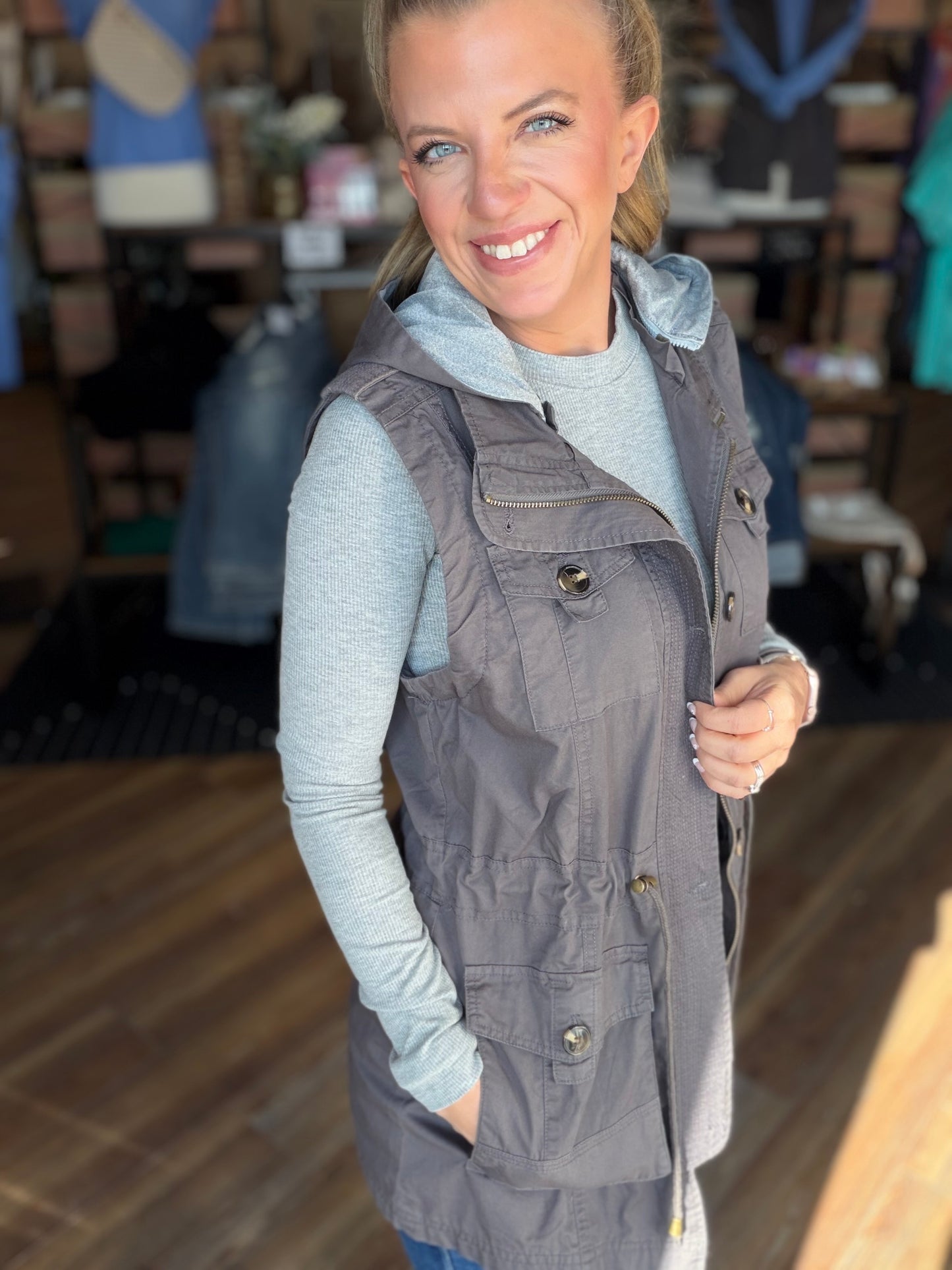 Sweet Stitches Cargo Vest Sterling Gray