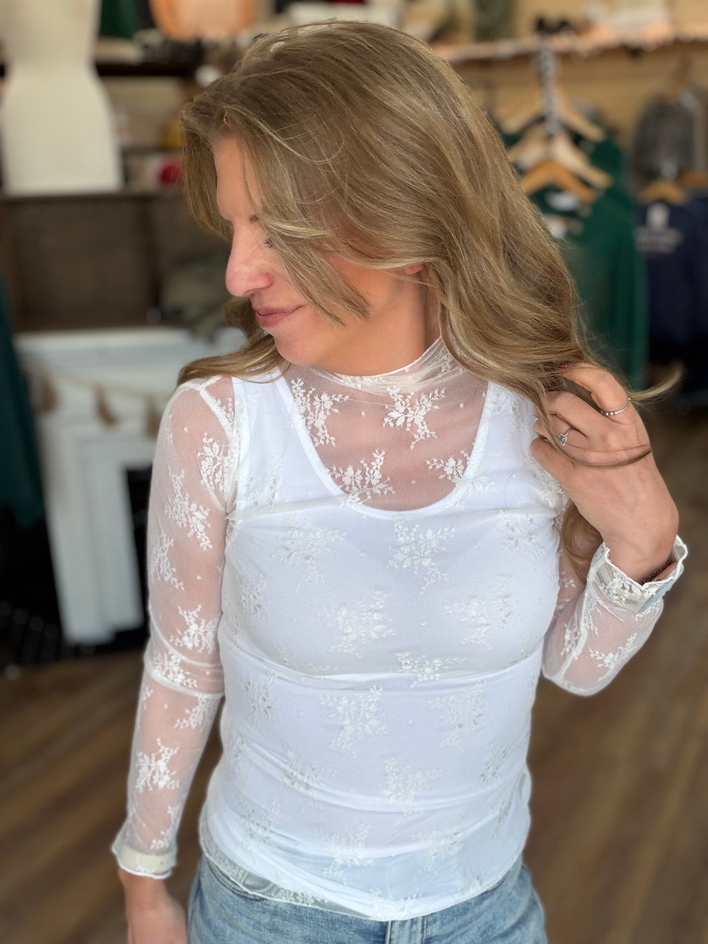 Sheer Lace Long Sleeve
