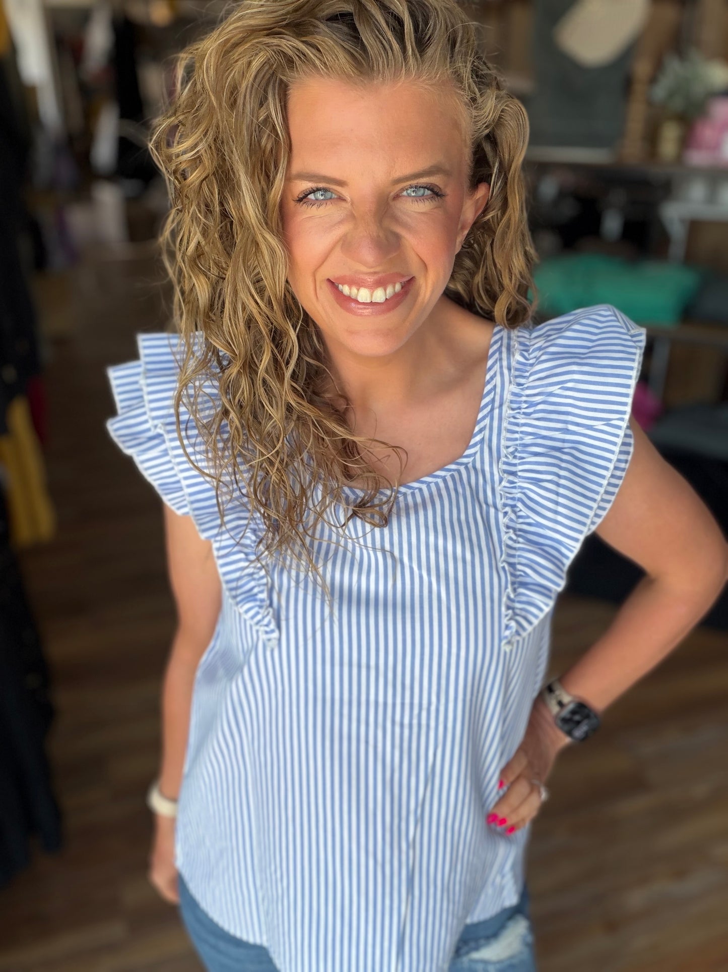 Frilly Bow Back Ruffled Blouse