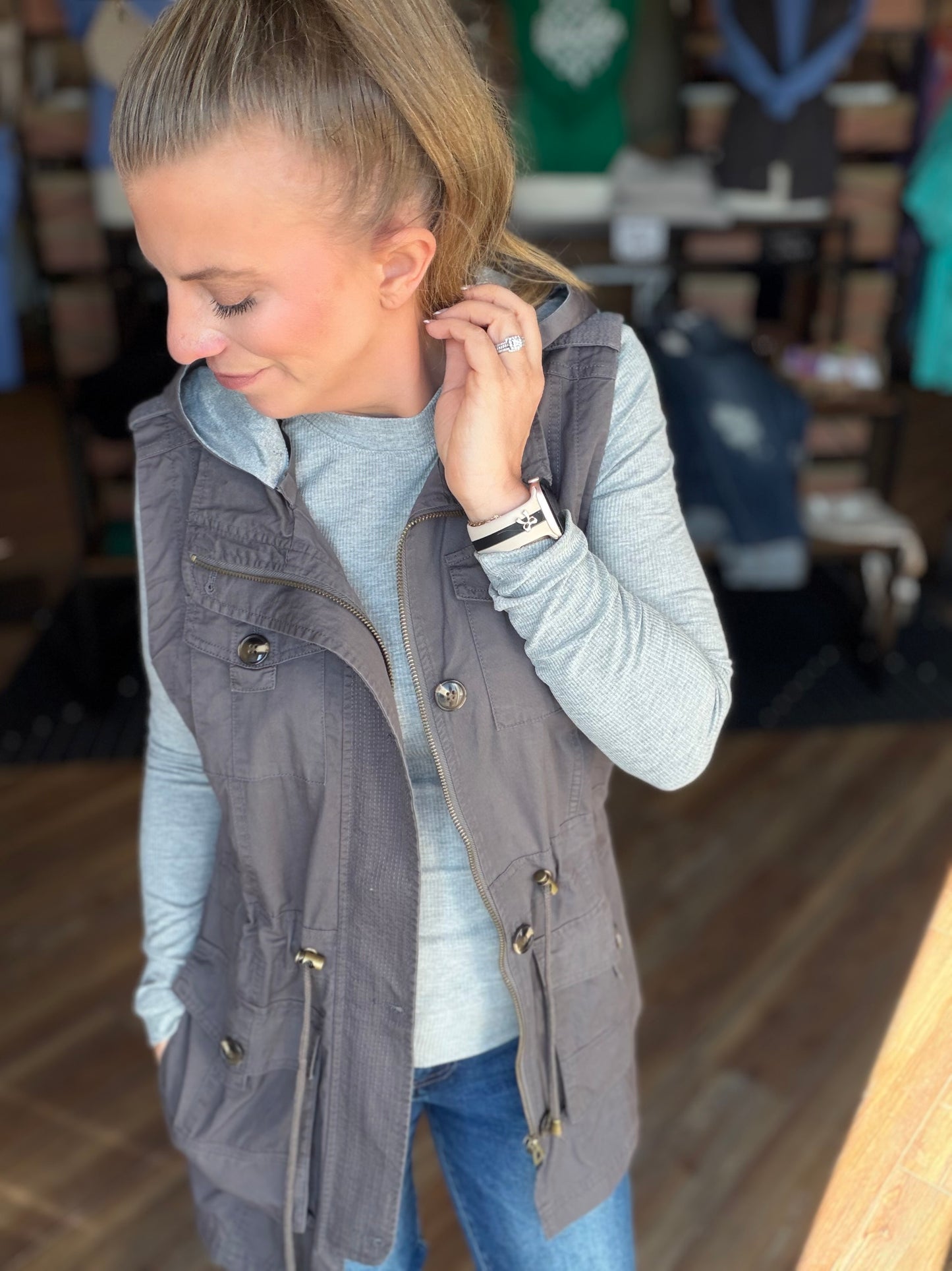 Sweet Stitches Cargo Vest Sterling Gray