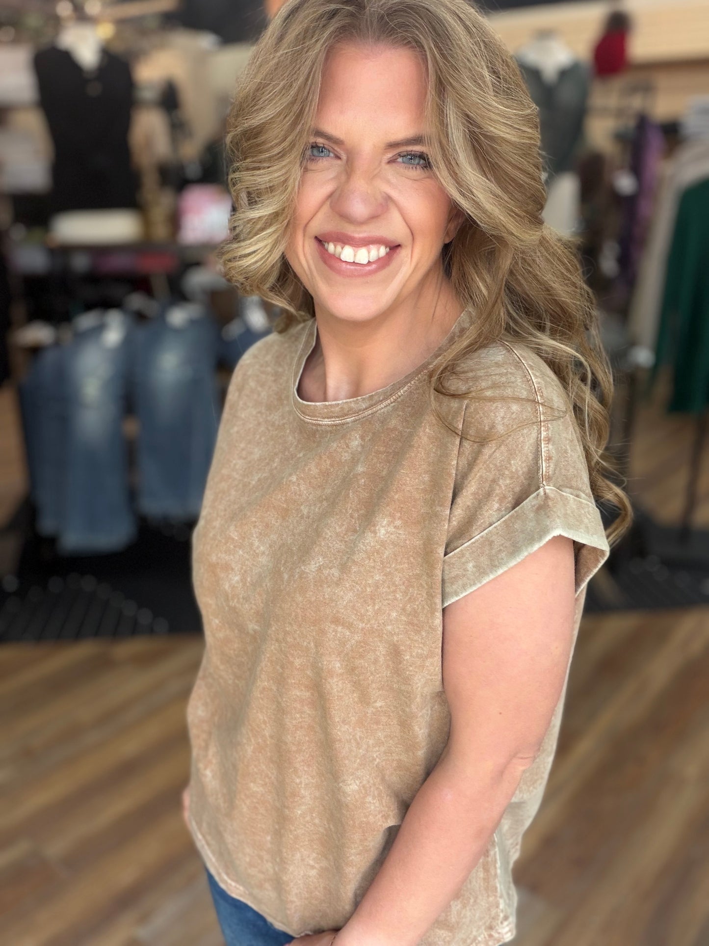 Exquisite Acid Wash Cuffed Tee