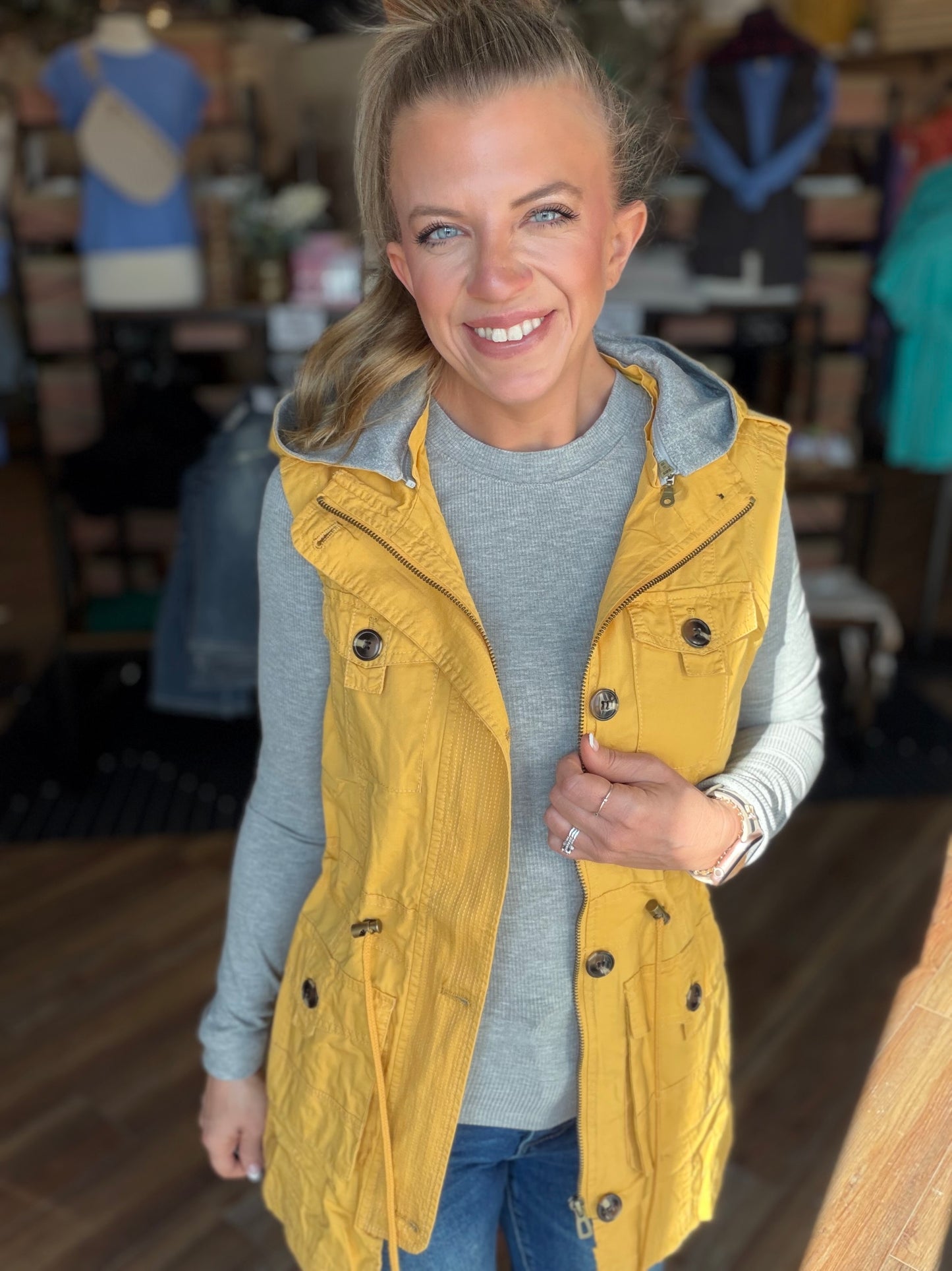 Sweet Stitches Cargo Vest Mustard