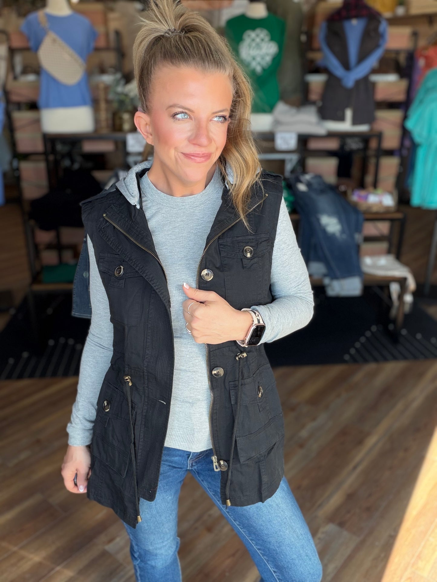 Sweet Stitches Cargo Vest Black