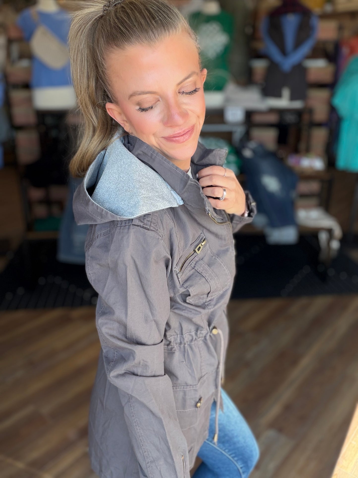 Sweet Stitches Cargo Jacket Sterling Gray
