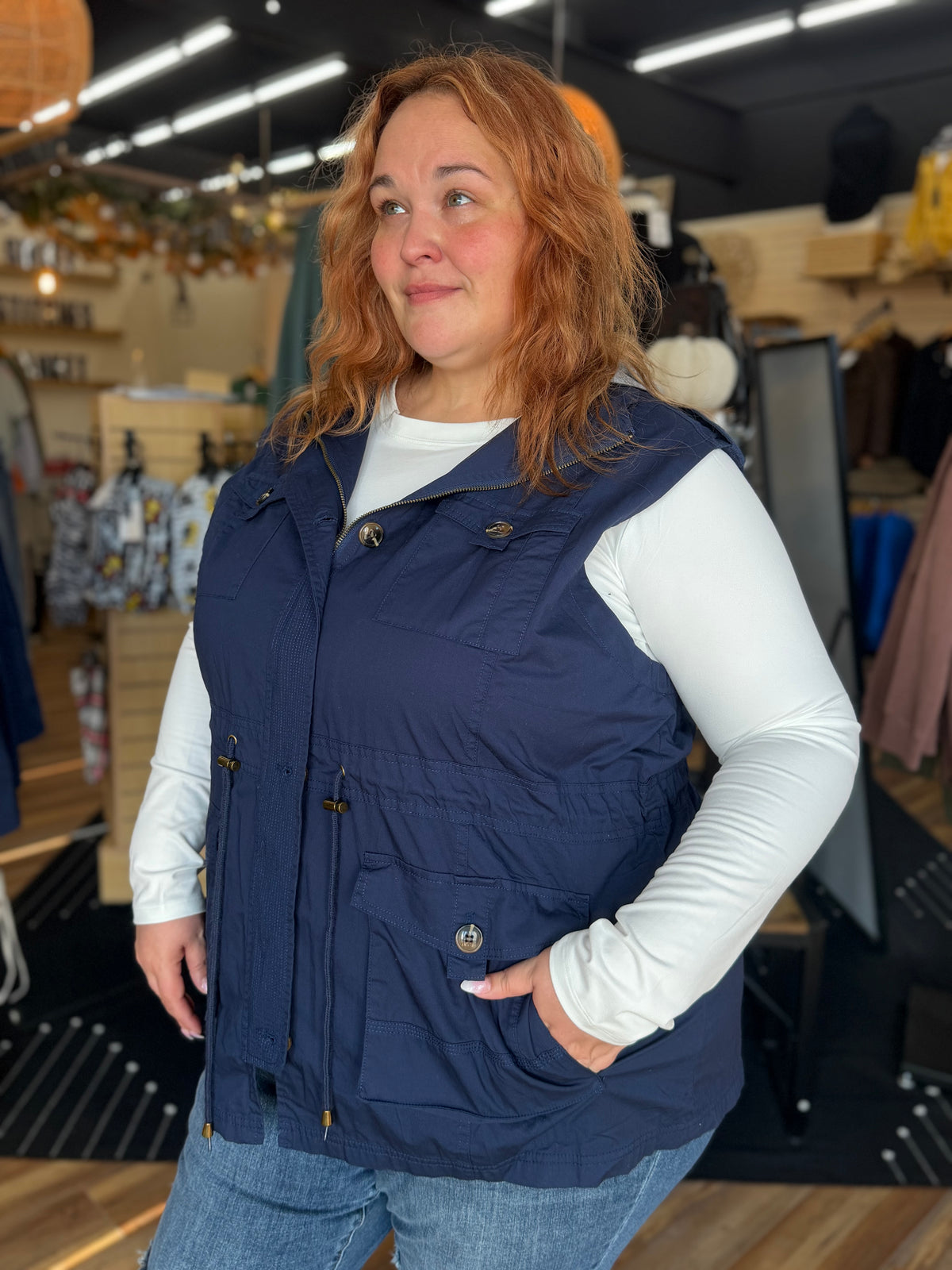 Sweet Stitches Cargo Vest Navy
