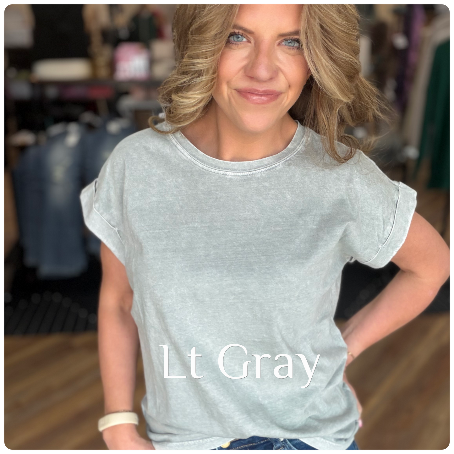 Exquisite Acid Wash Cuffed Tee