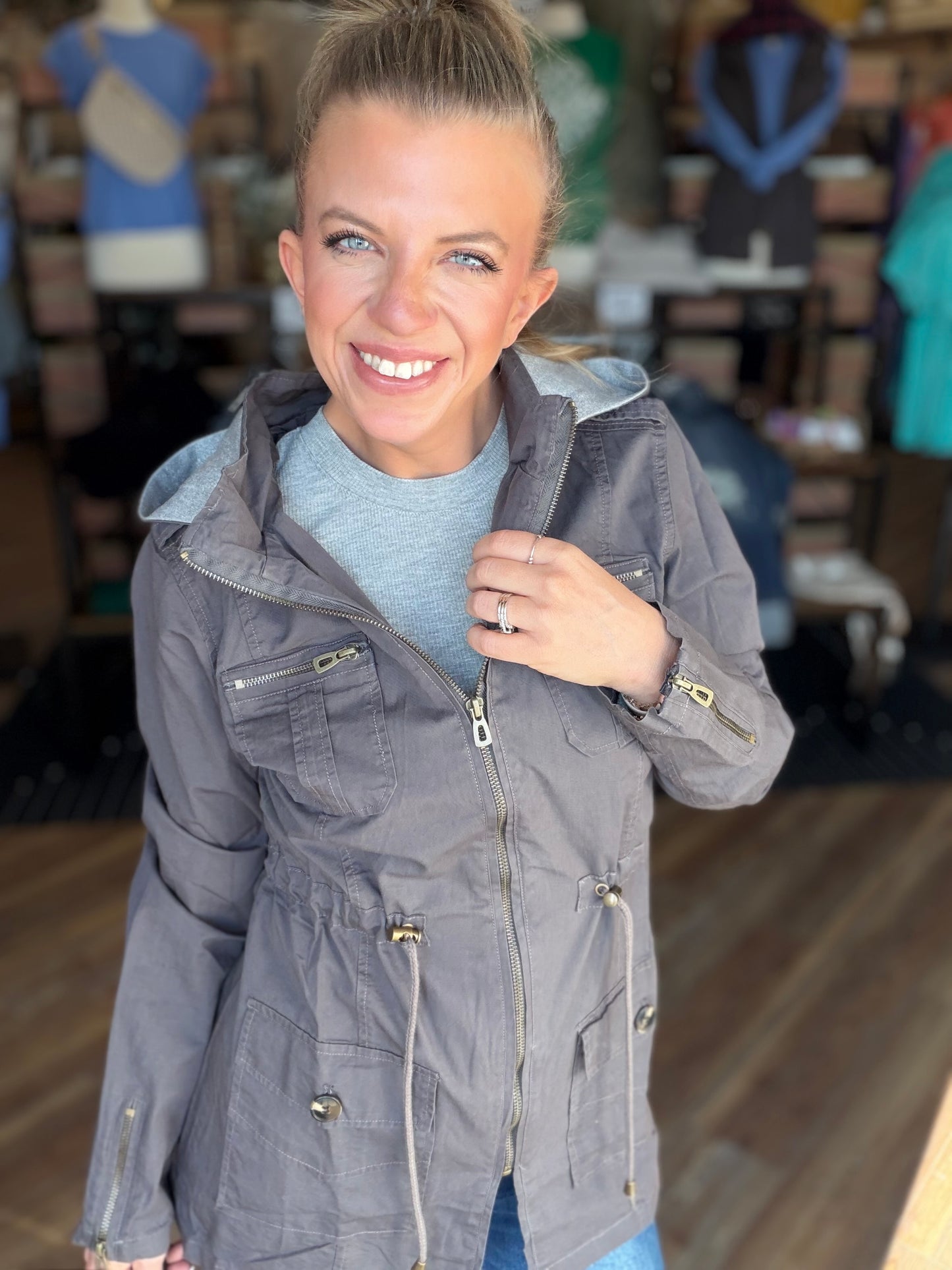 Sweet Stitches Cargo Jacket Sterling Gray
