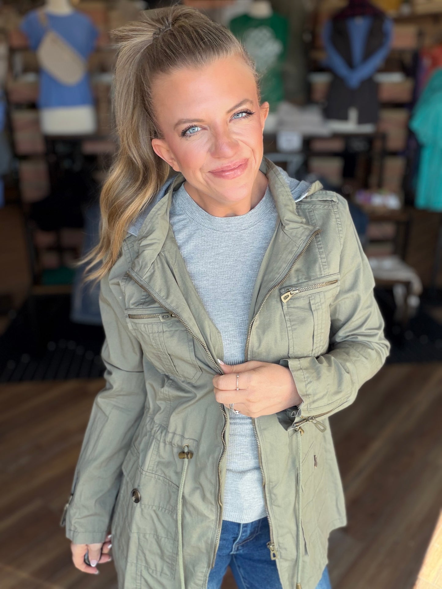 Sweet Stitches Cargo Jacket Olive