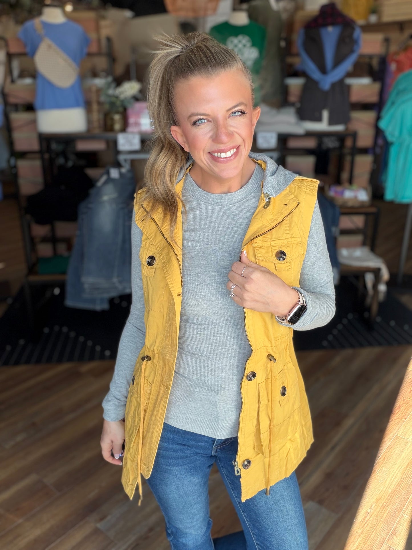 Sweet Stitches Cargo Vest Mustard