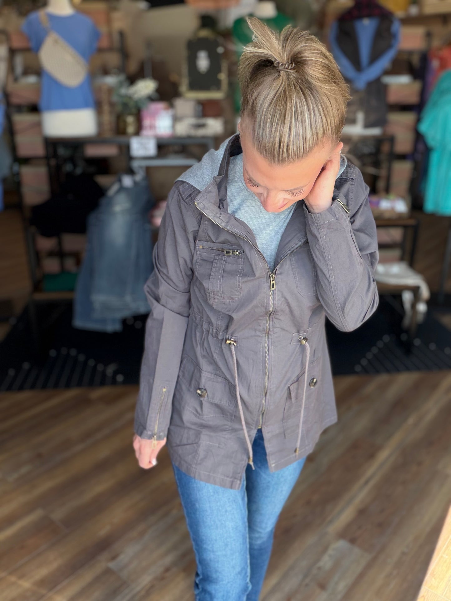 Sweet Stitches Cargo Jacket Sterling Gray