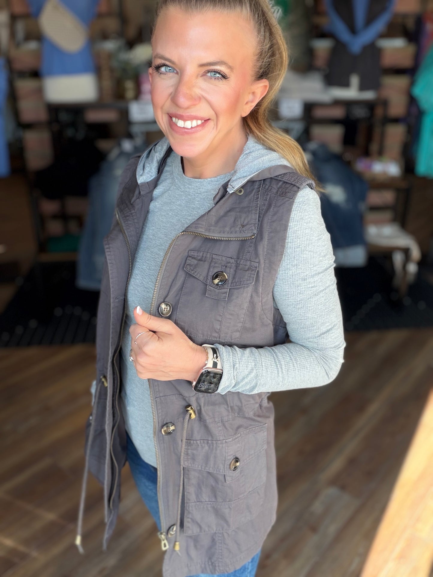 Sweet Stitches Cargo Vest Sterling Gray