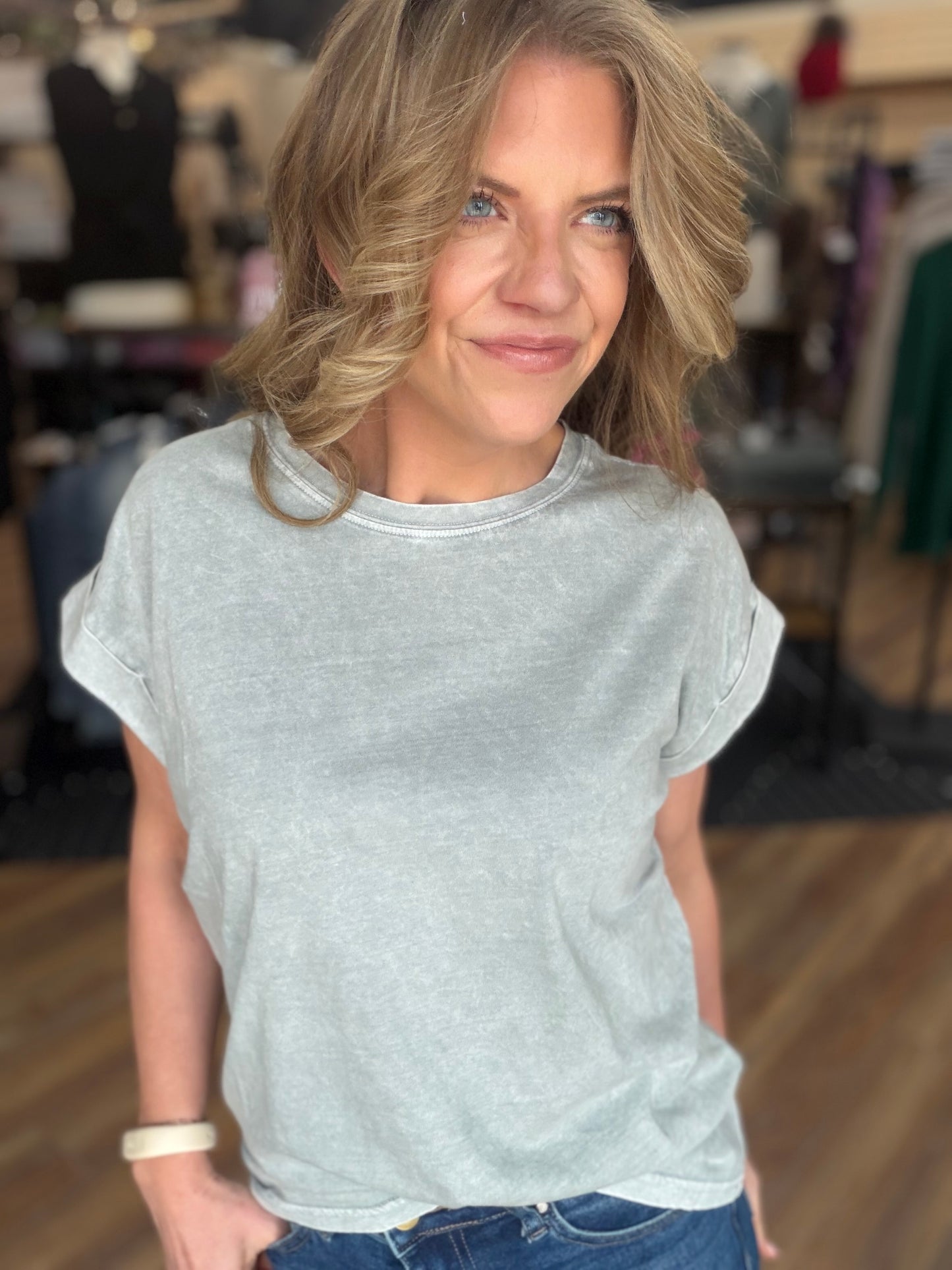 Exquisite Acid Wash Cuffed Tee