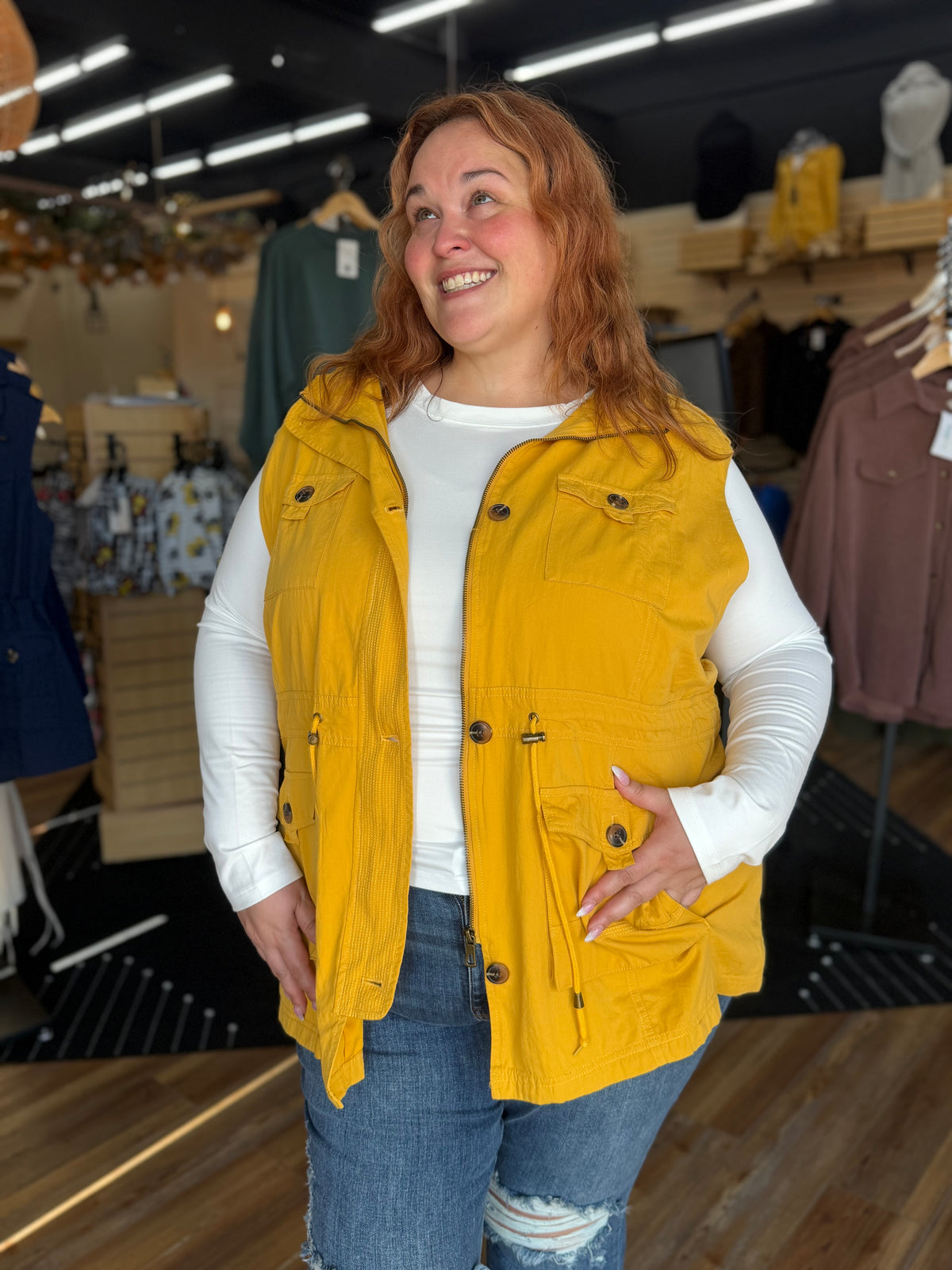 Sweet Stitches Cargo Vest Mustard