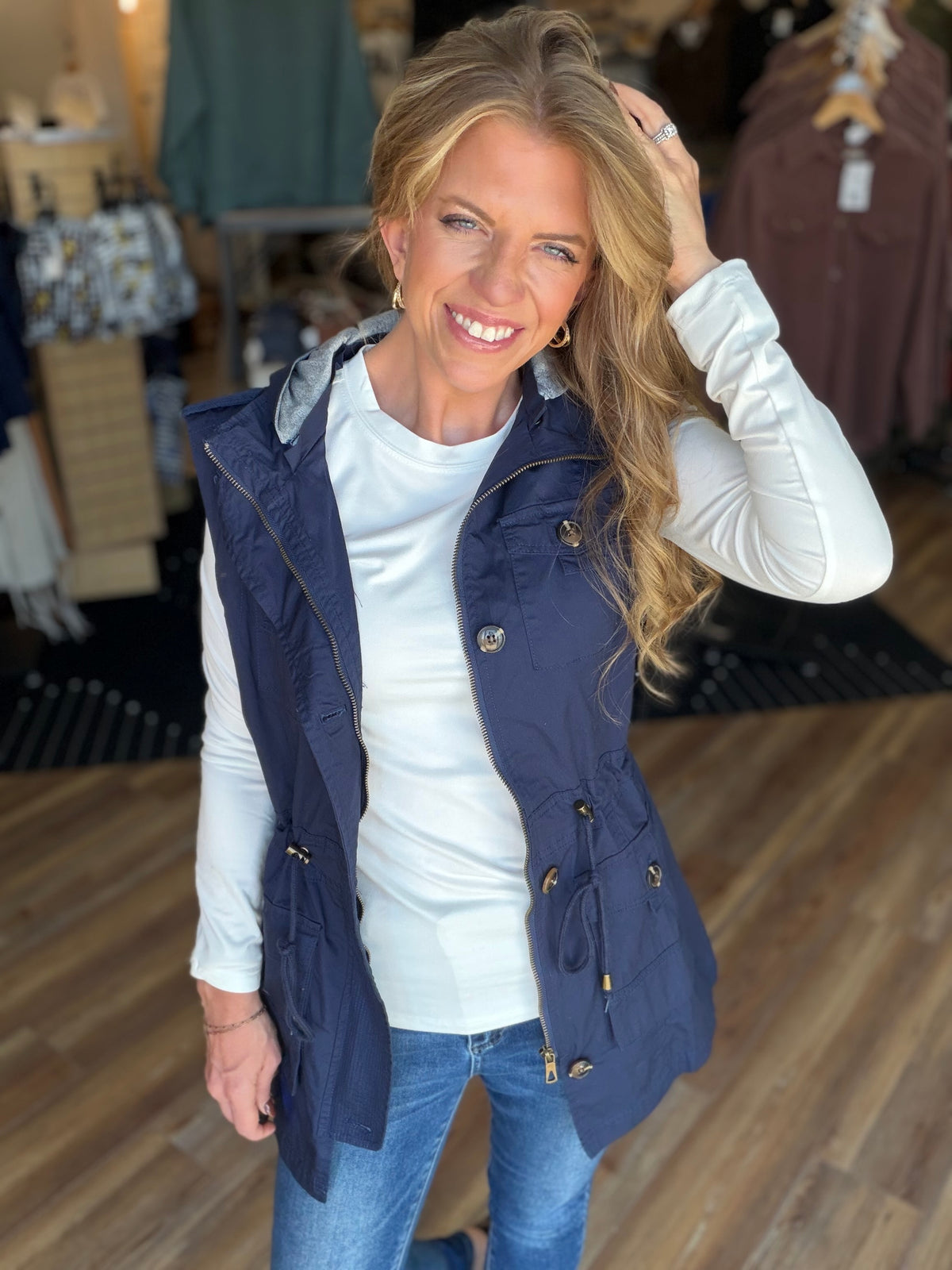Sweet Stitches Cargo Vest Navy
