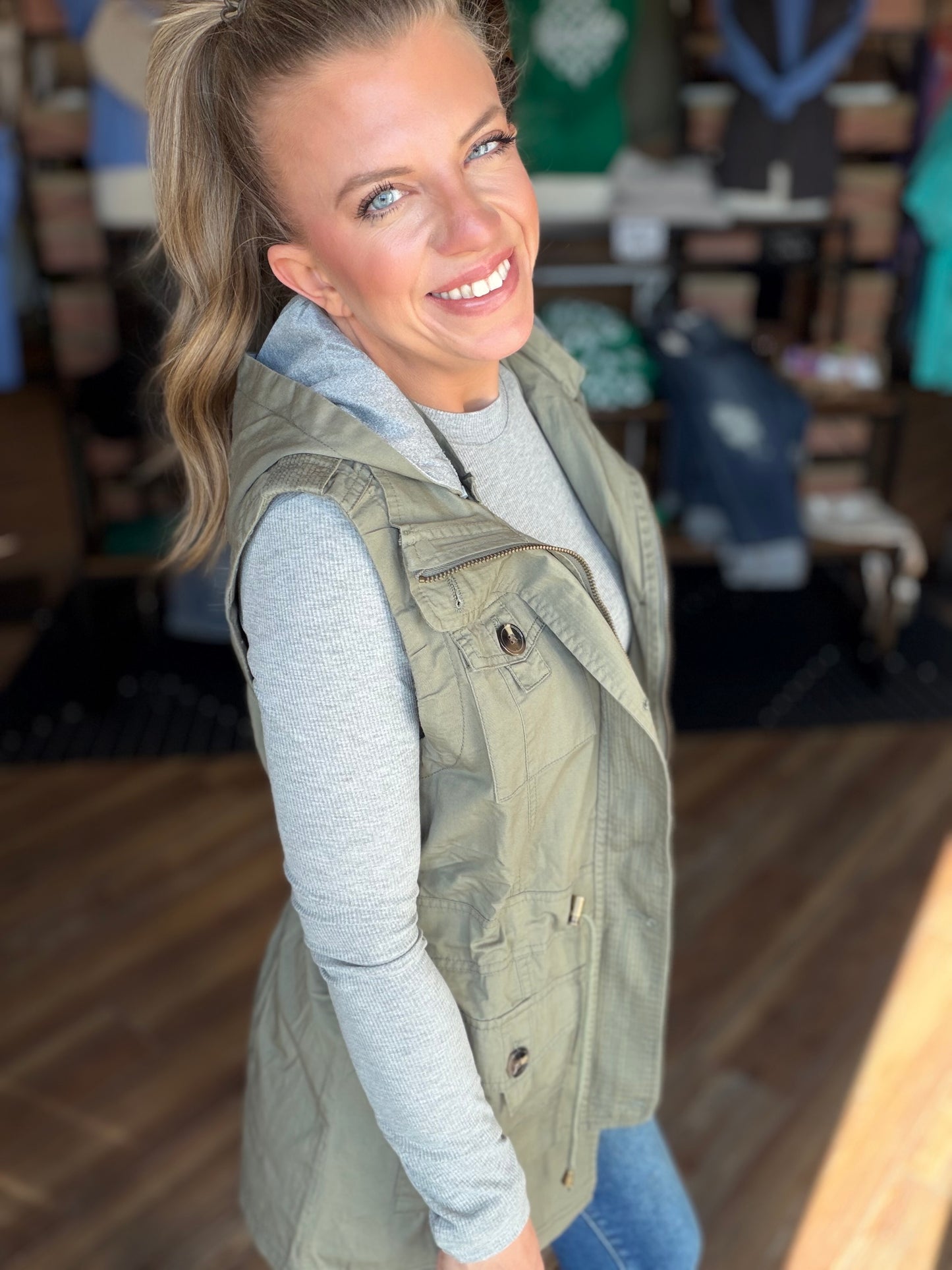 Sweet Stitches Cargo Vest Olive
