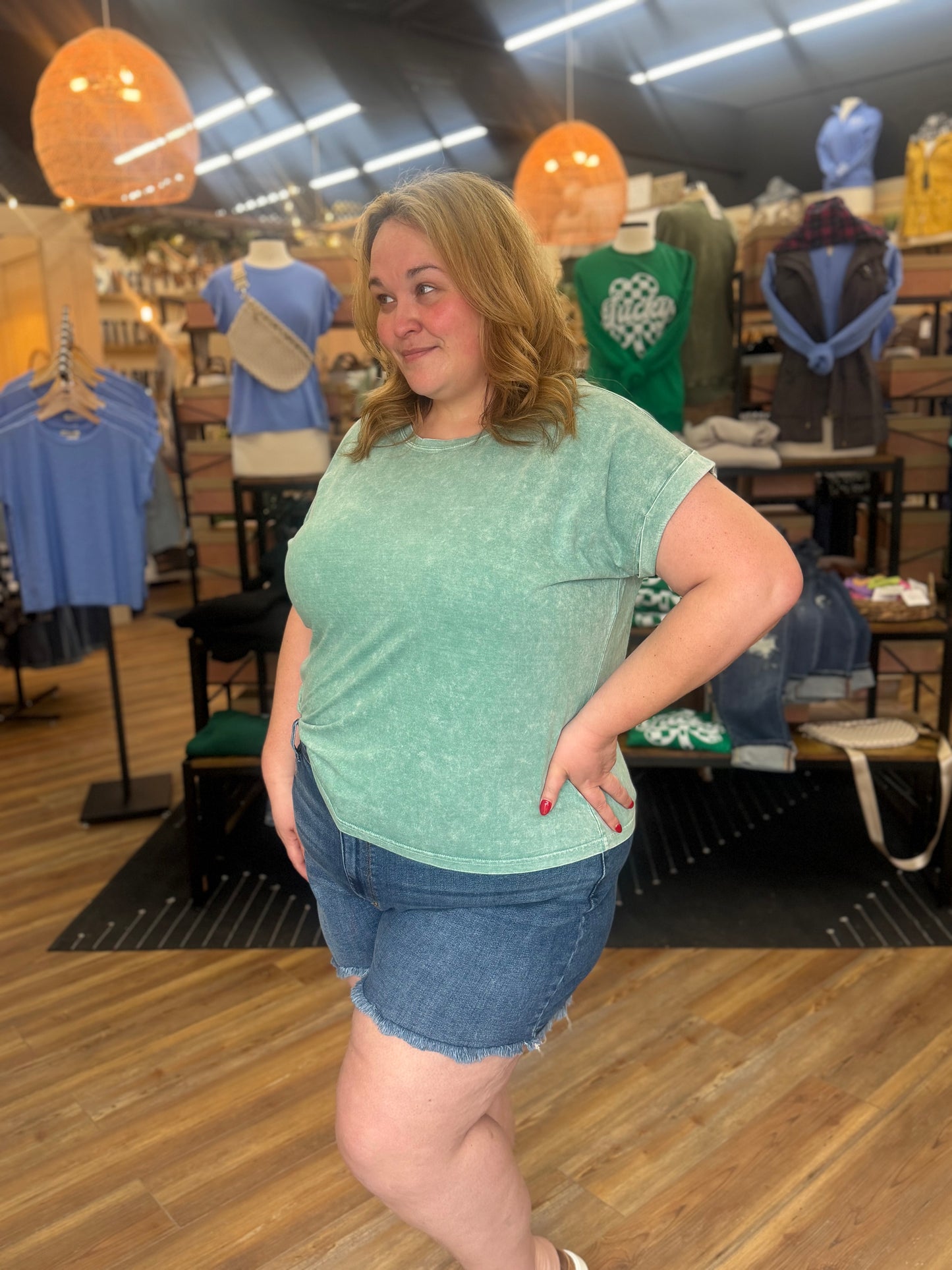 Exquisite Acid Wash Cuffed Tee