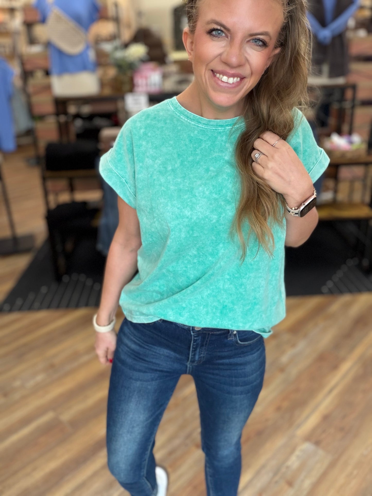 Exquisite Acid Wash Cuffed Tee