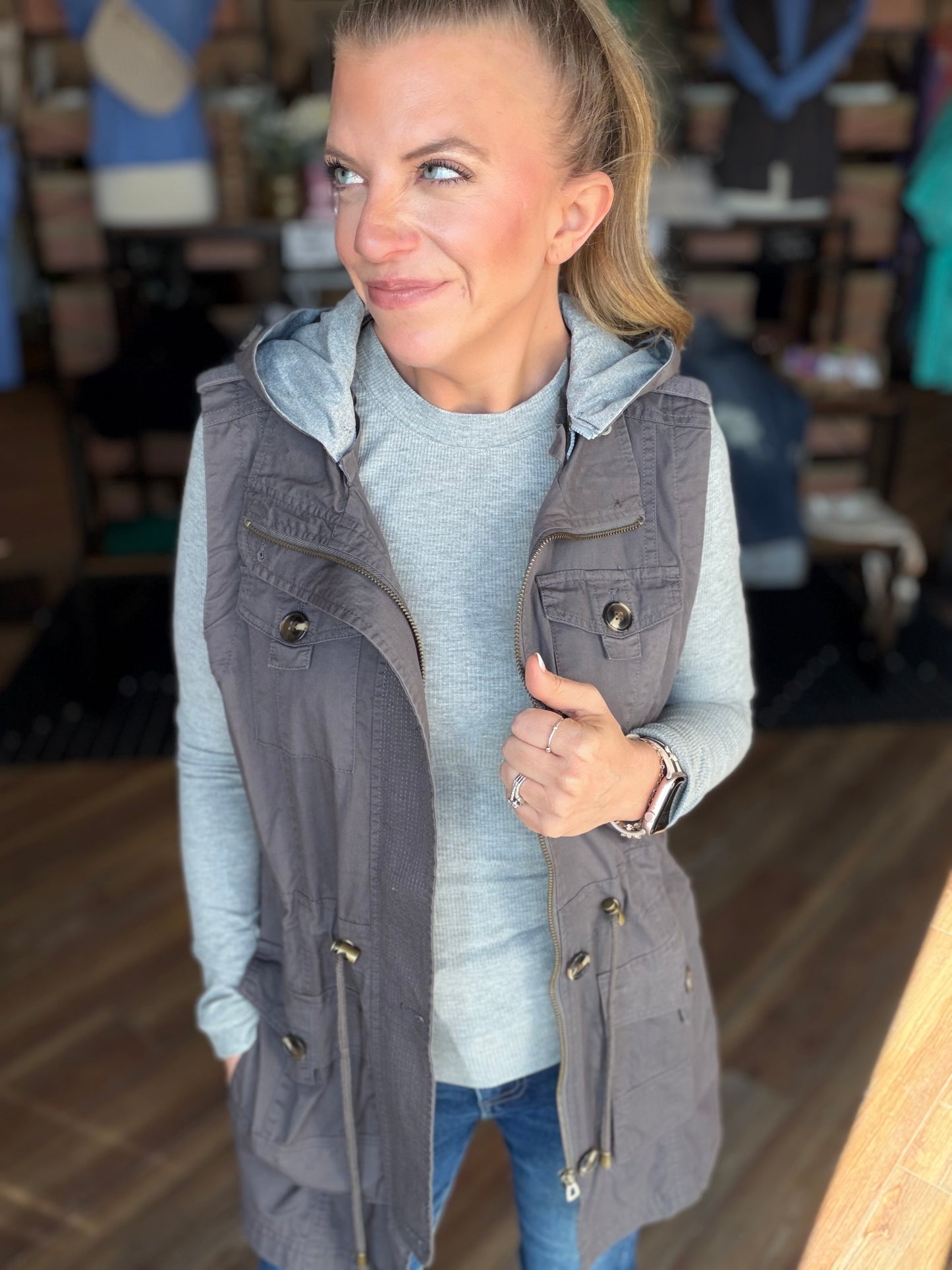 Sweet Stitches Cargo Vest Sterling Gray