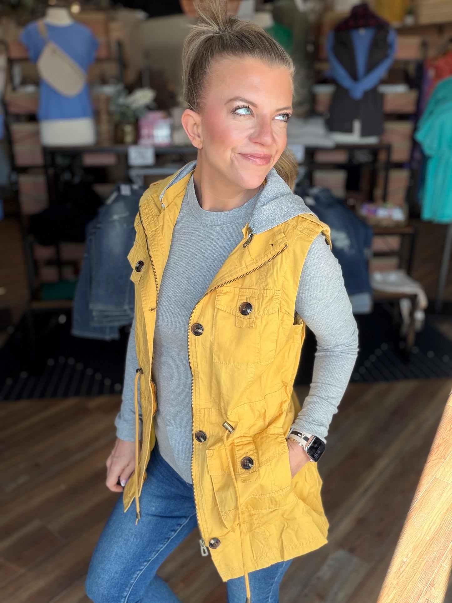 Sweet Stitches Cargo Vest Mustard