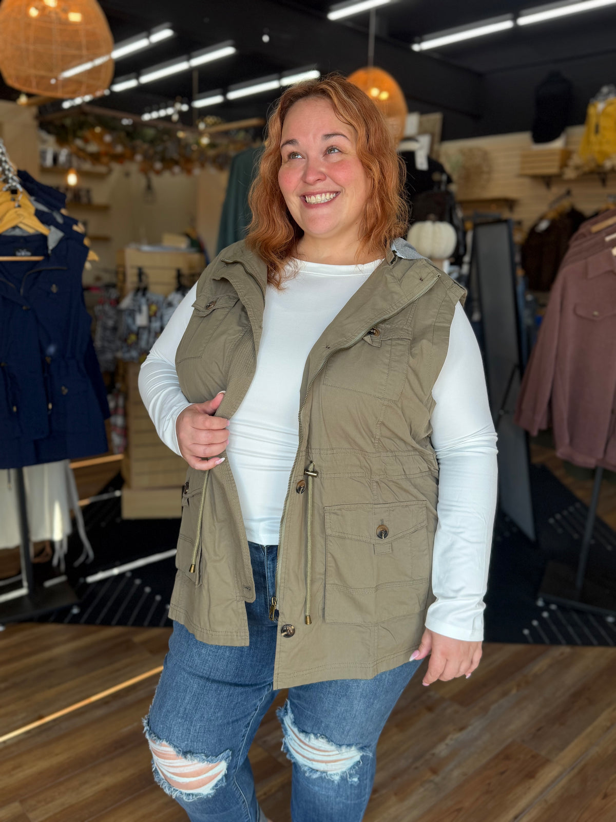 Sweet Stitches Cargo Vest Olive