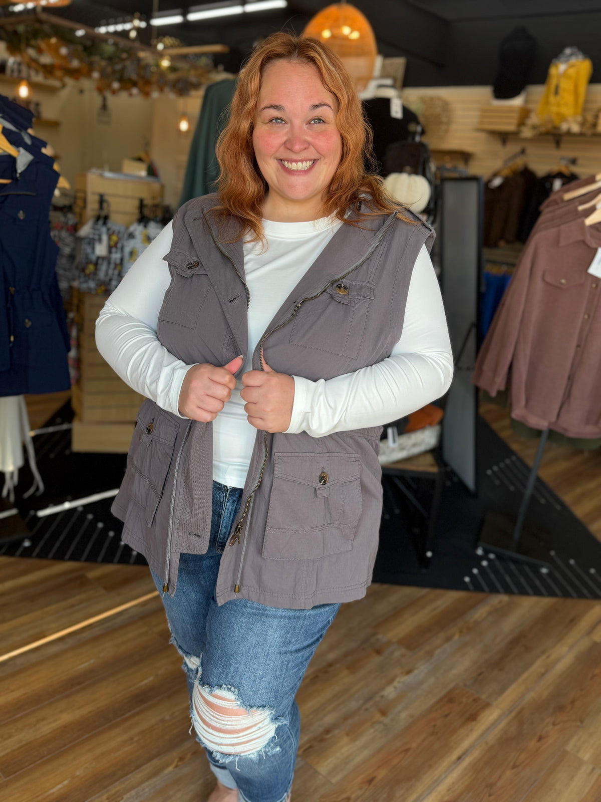 Sweet Stitches Cargo Vest Sterling Gray