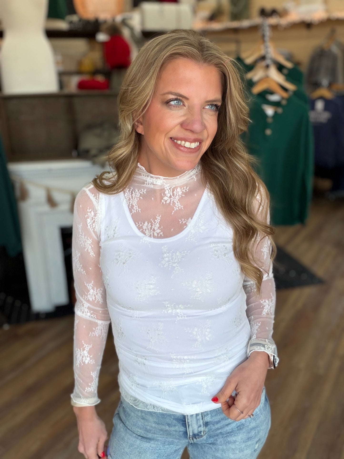 Sheer Lace Long Sleeve