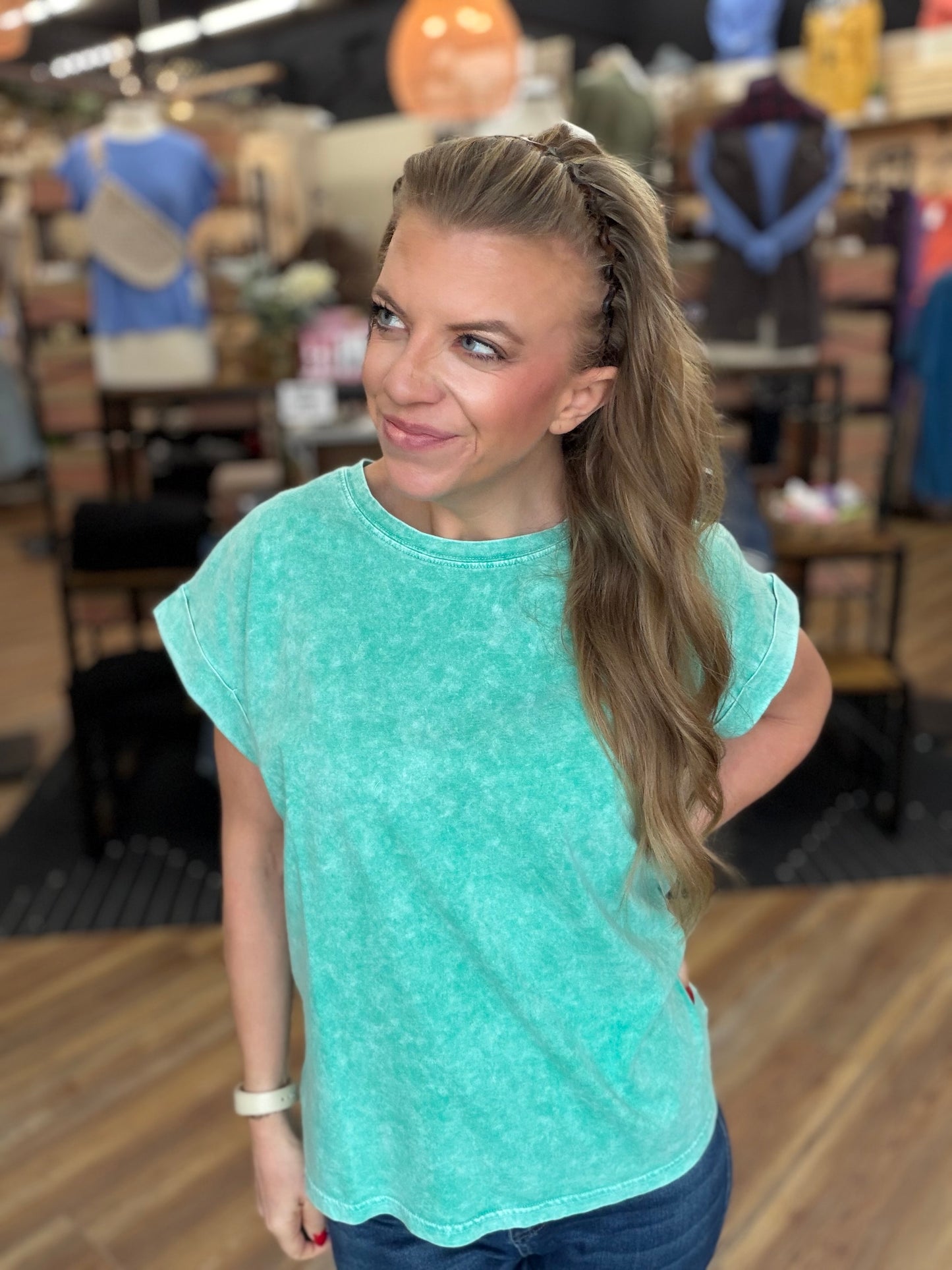 Exquisite Acid Wash Cuffed Tee