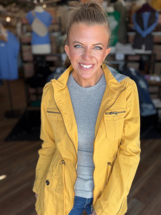 Sweet Stitches Cargo Jacket Mustard