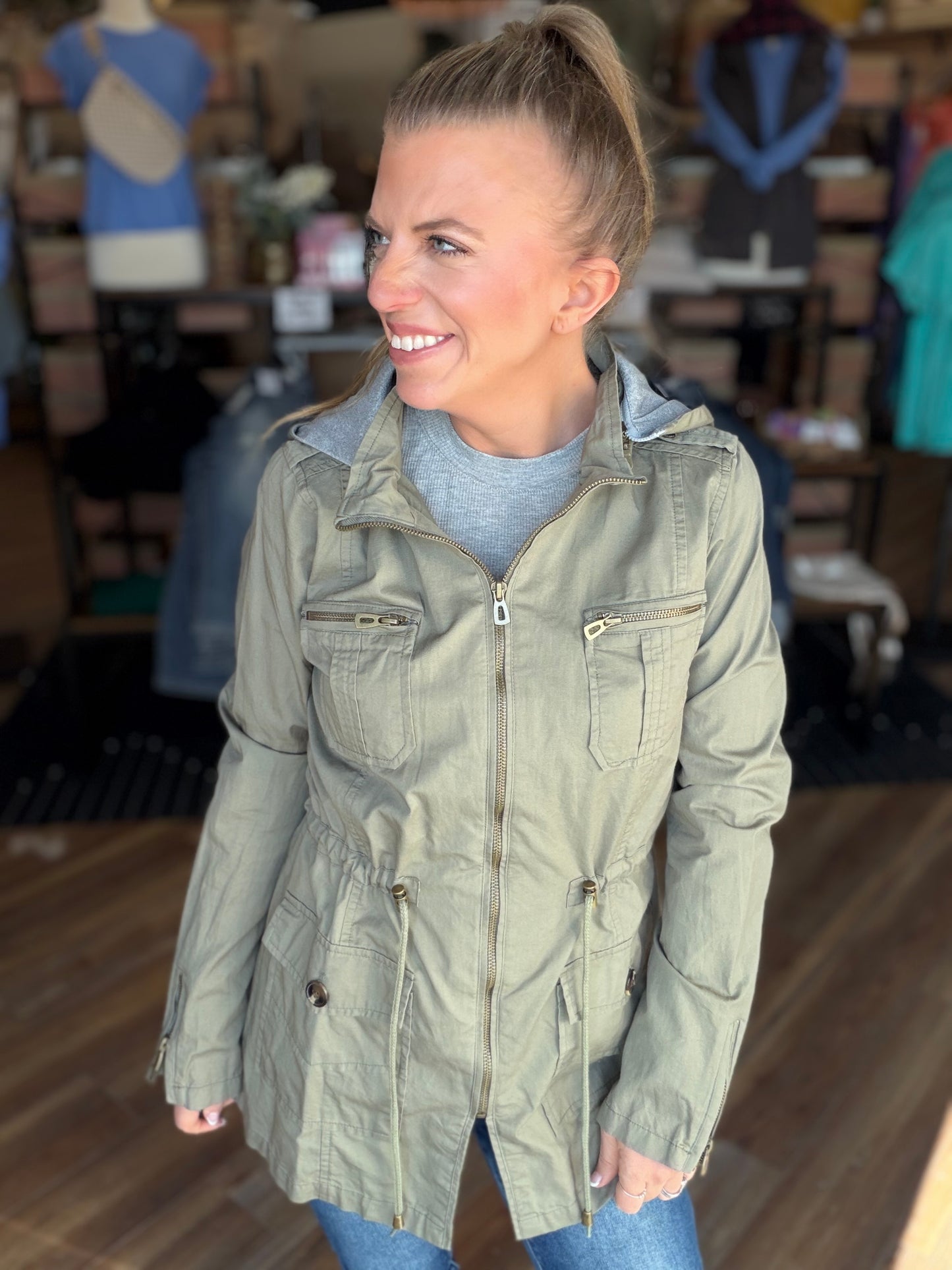 Sweet Stitches Cargo Jacket Olive