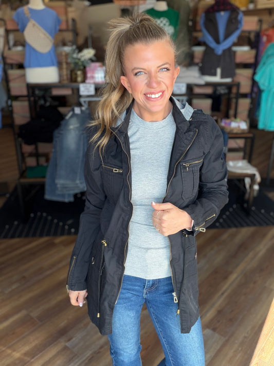 Sweet Stitches Cargo Jacket Black