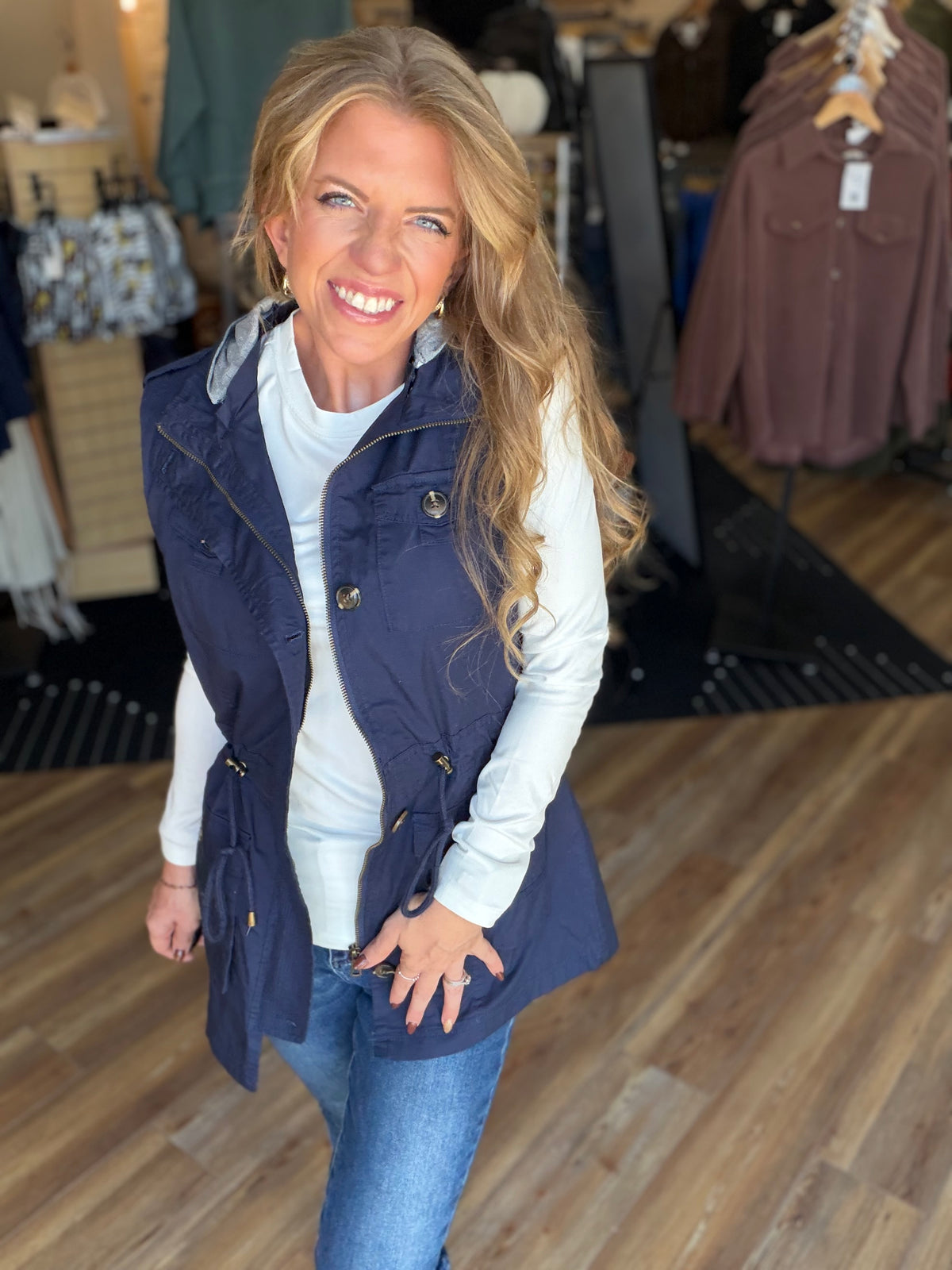 Sweet Stitches Cargo Vest Navy