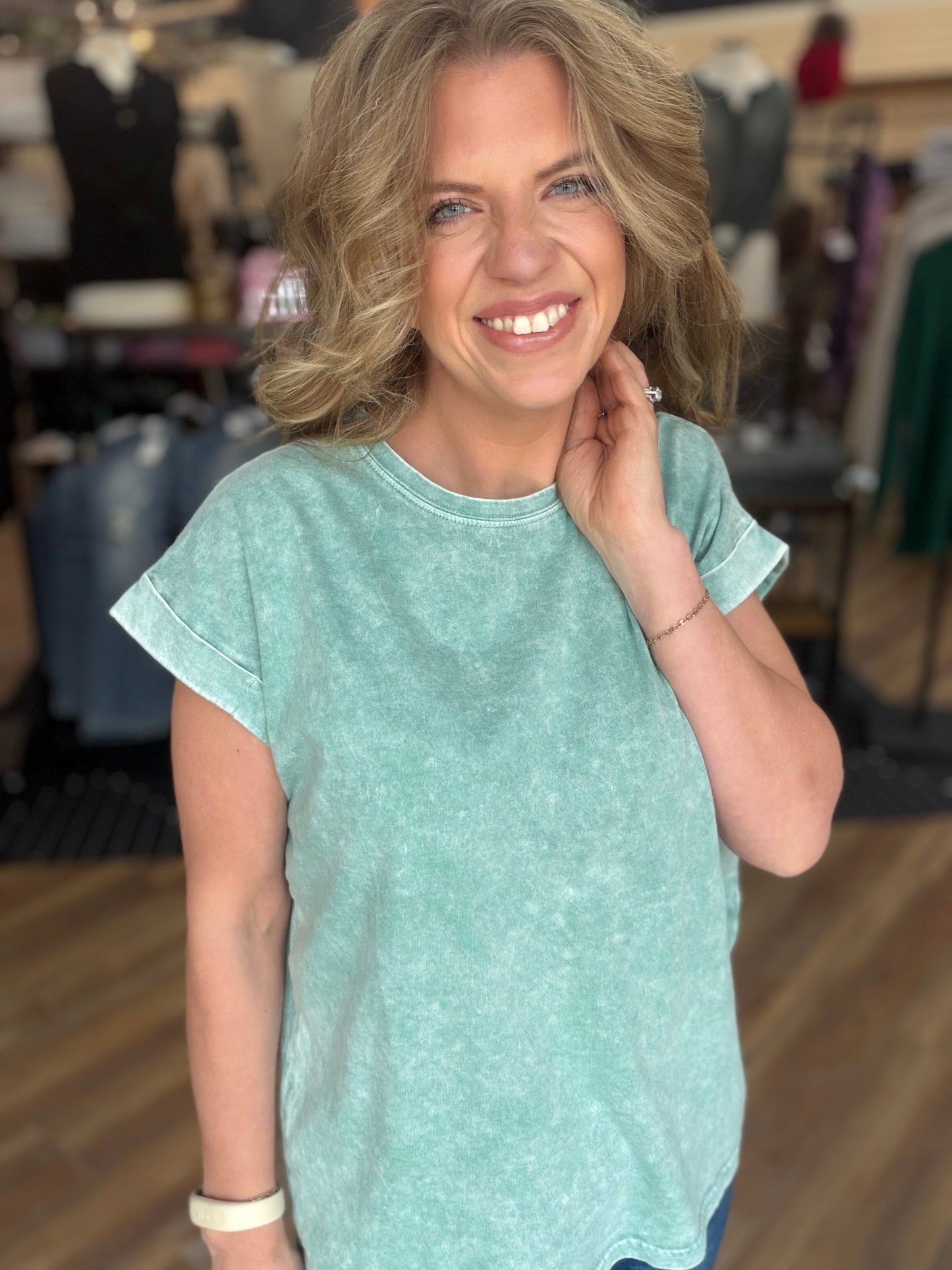 Exquisite Acid Wash Cuffed Tee