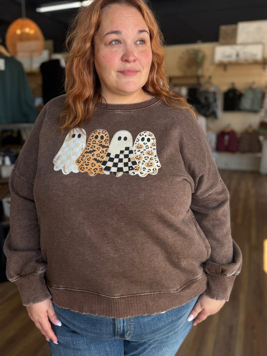 Leopard Ghost Crew Sweatshirt