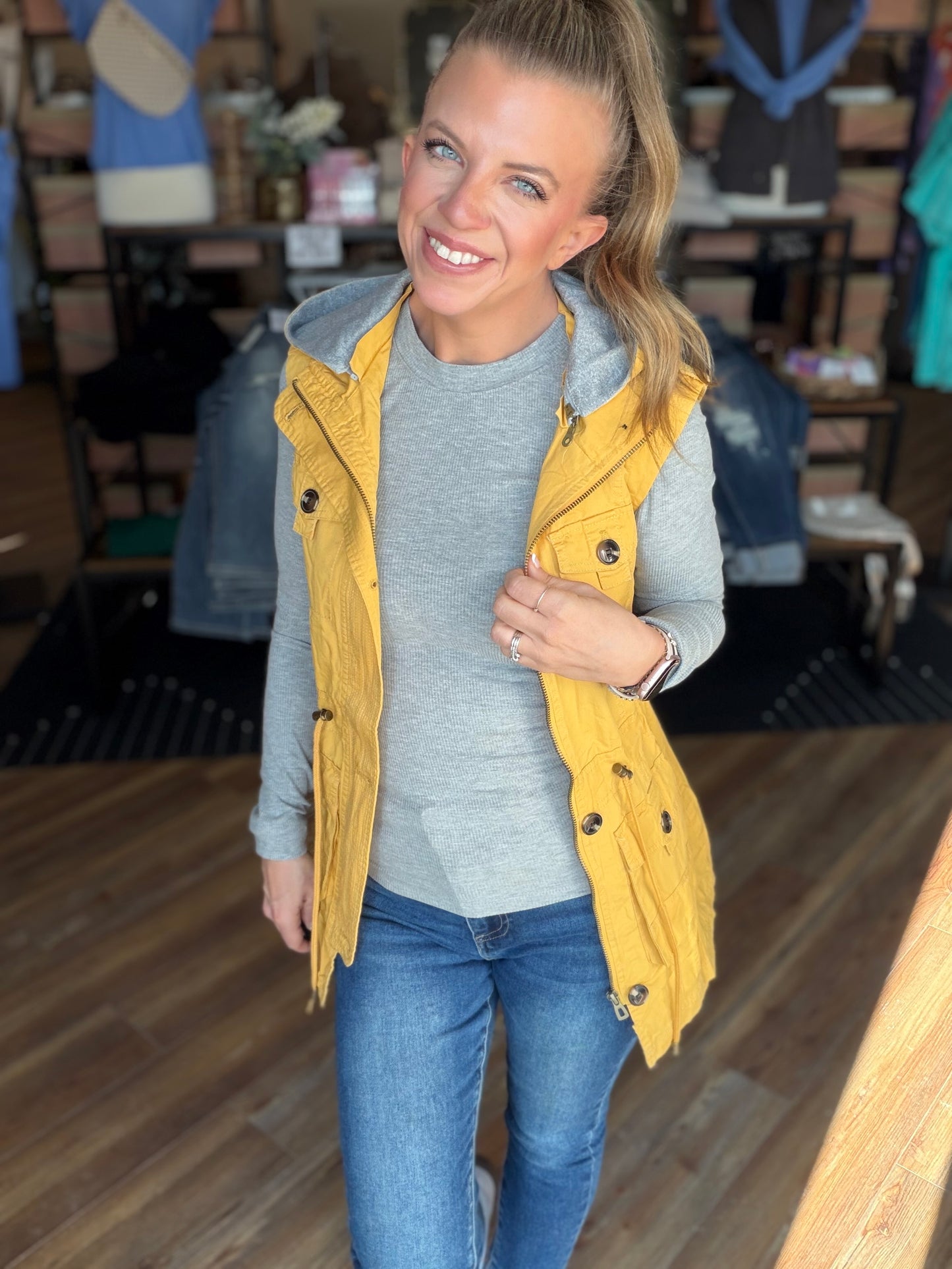 Sweet Stitches Cargo Vest Mustard