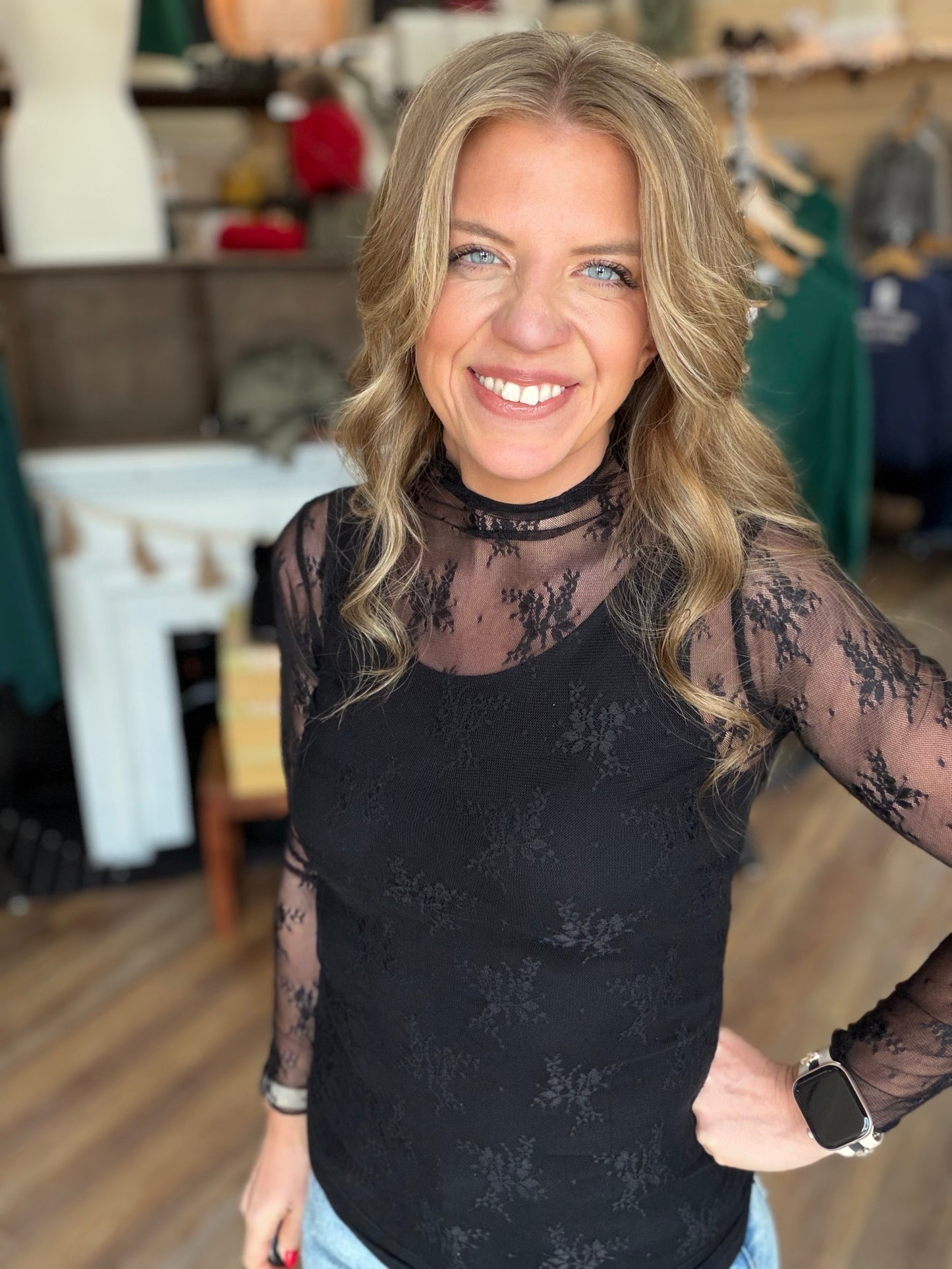 Sheer Lace Long Sleeve