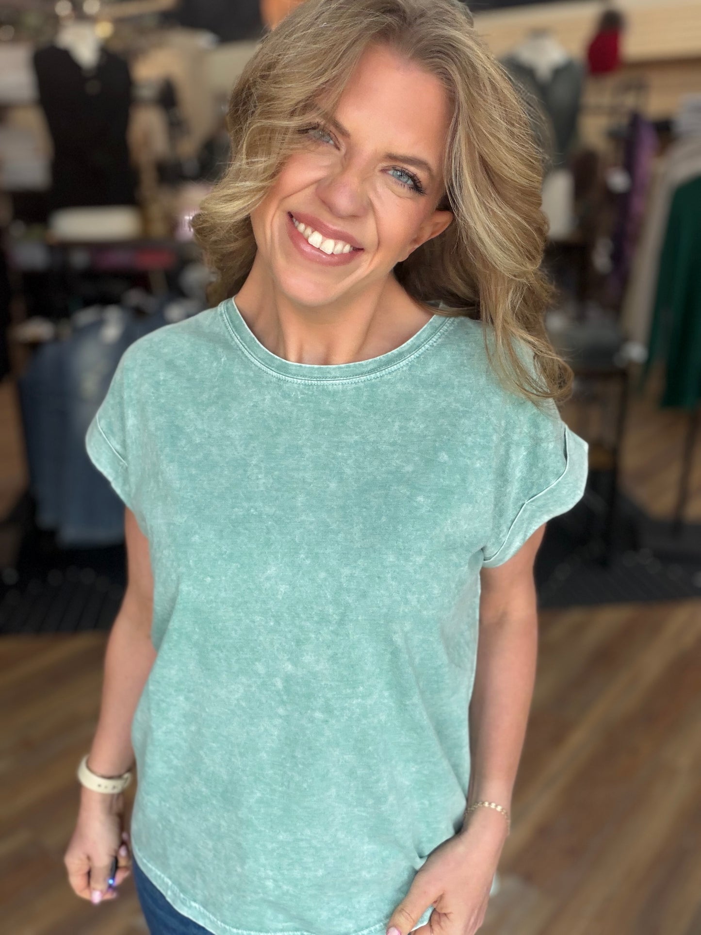 Exquisite Acid Wash Cuffed Tee