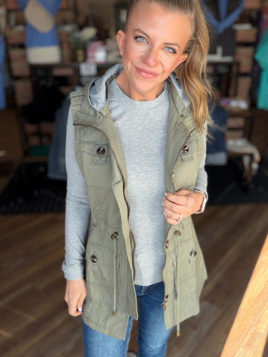 Sweet Stitches Cargo Vest Olive