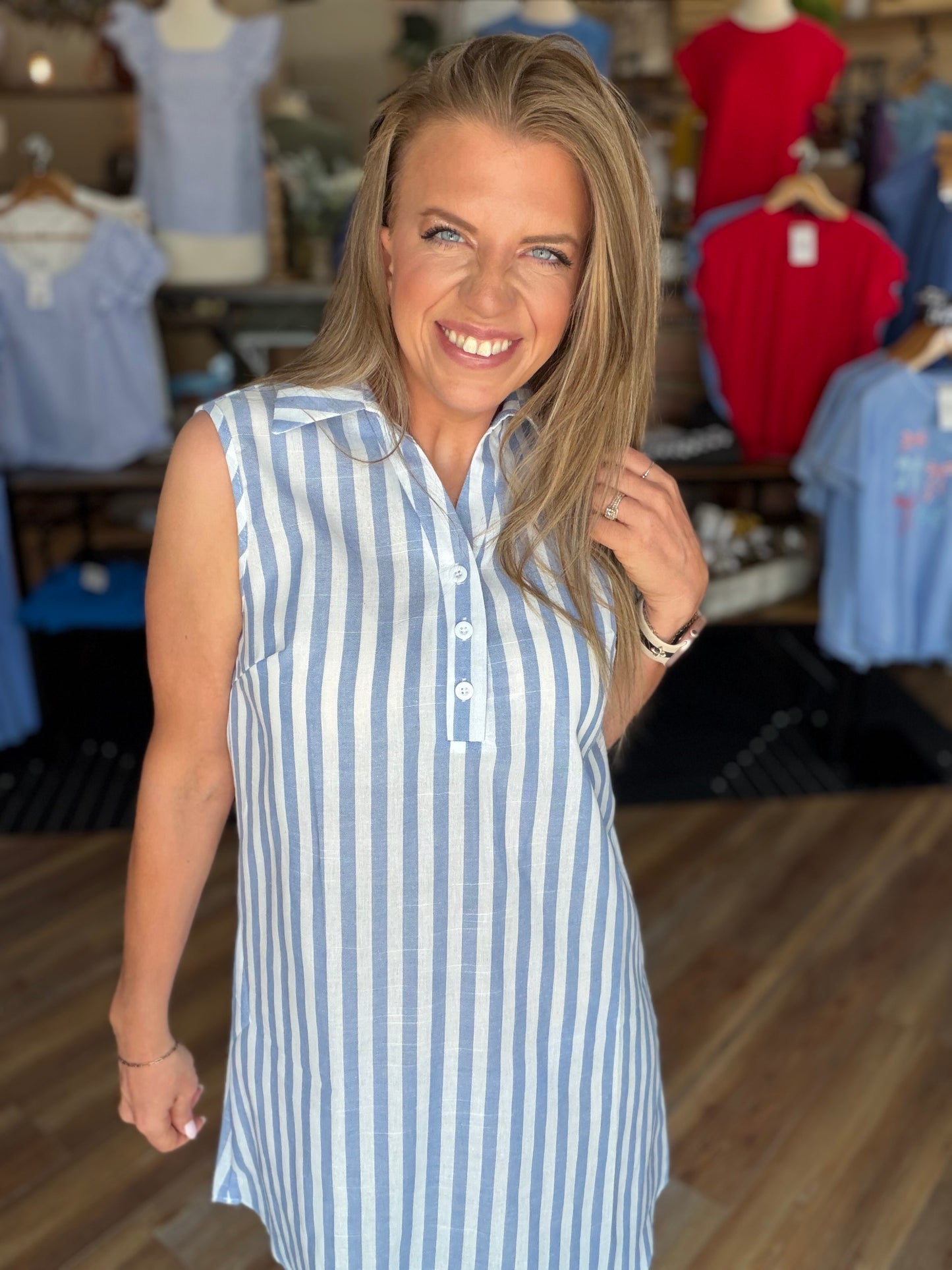 Captivating Striped Shirt Dress