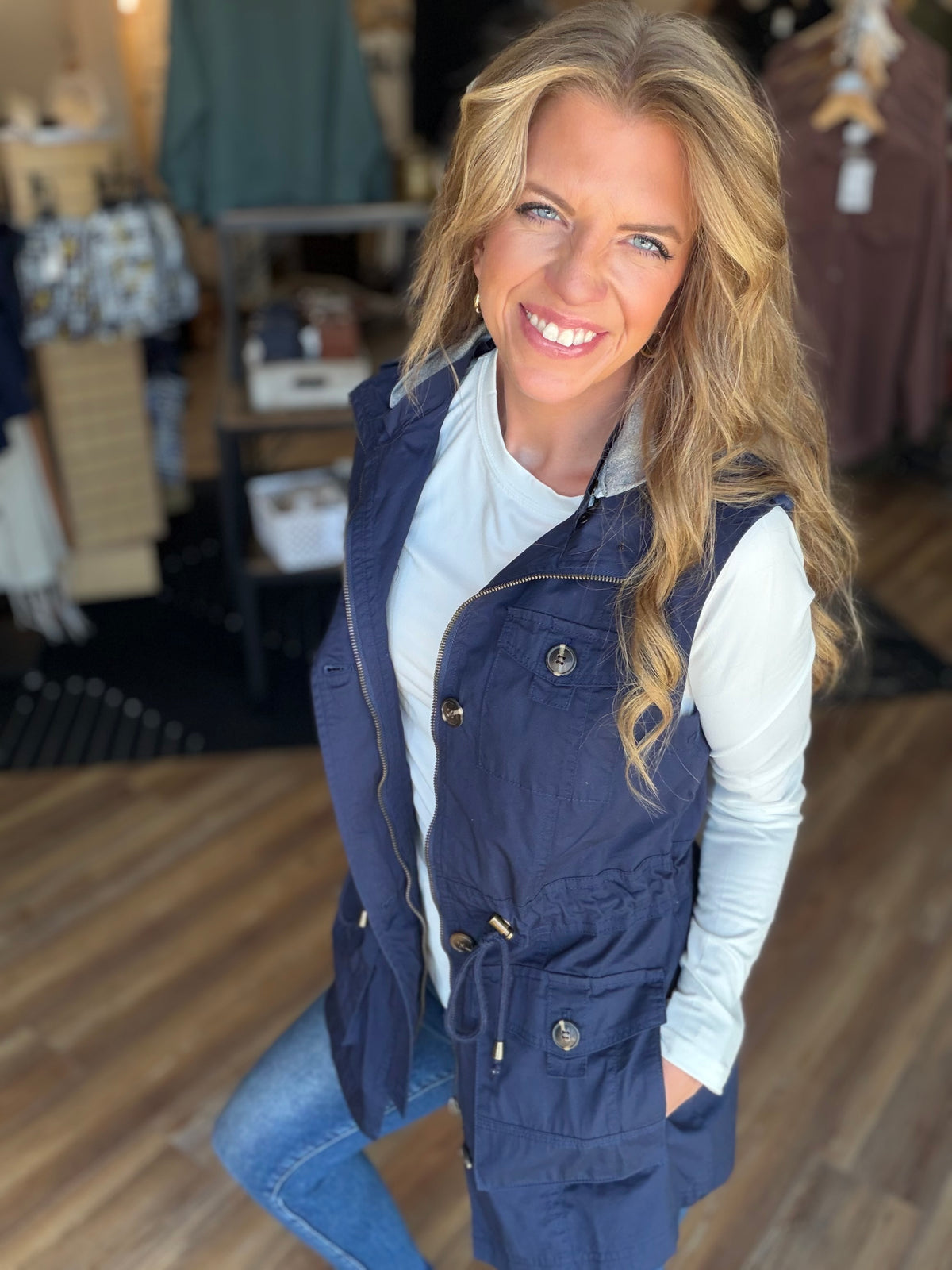 Sweet Stitches Cargo Vest Navy
