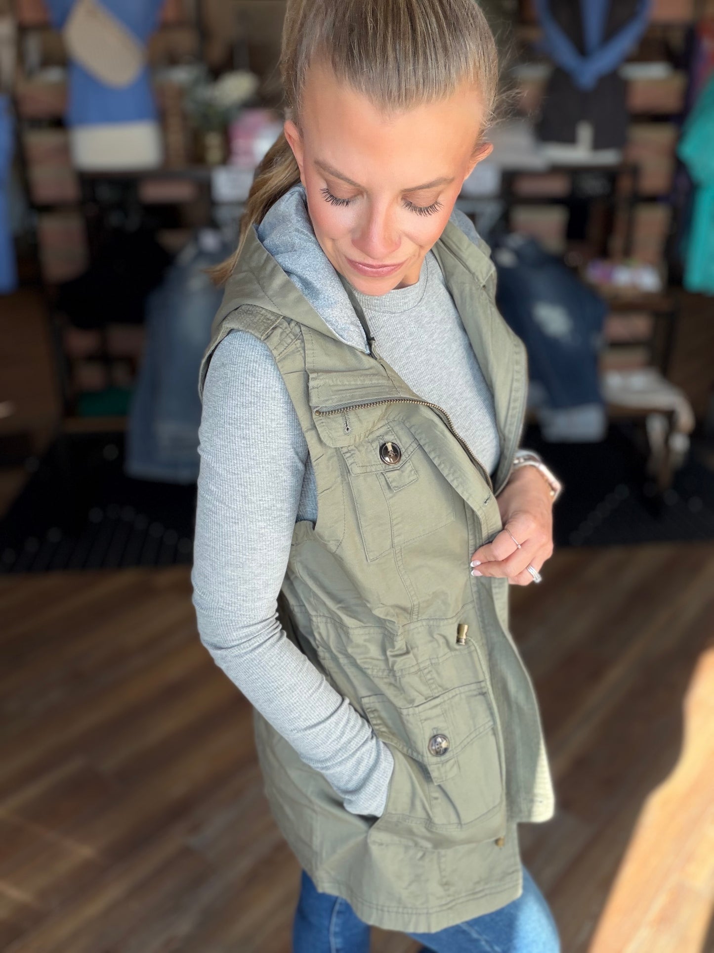Sweet Stitches Cargo Vest Olive